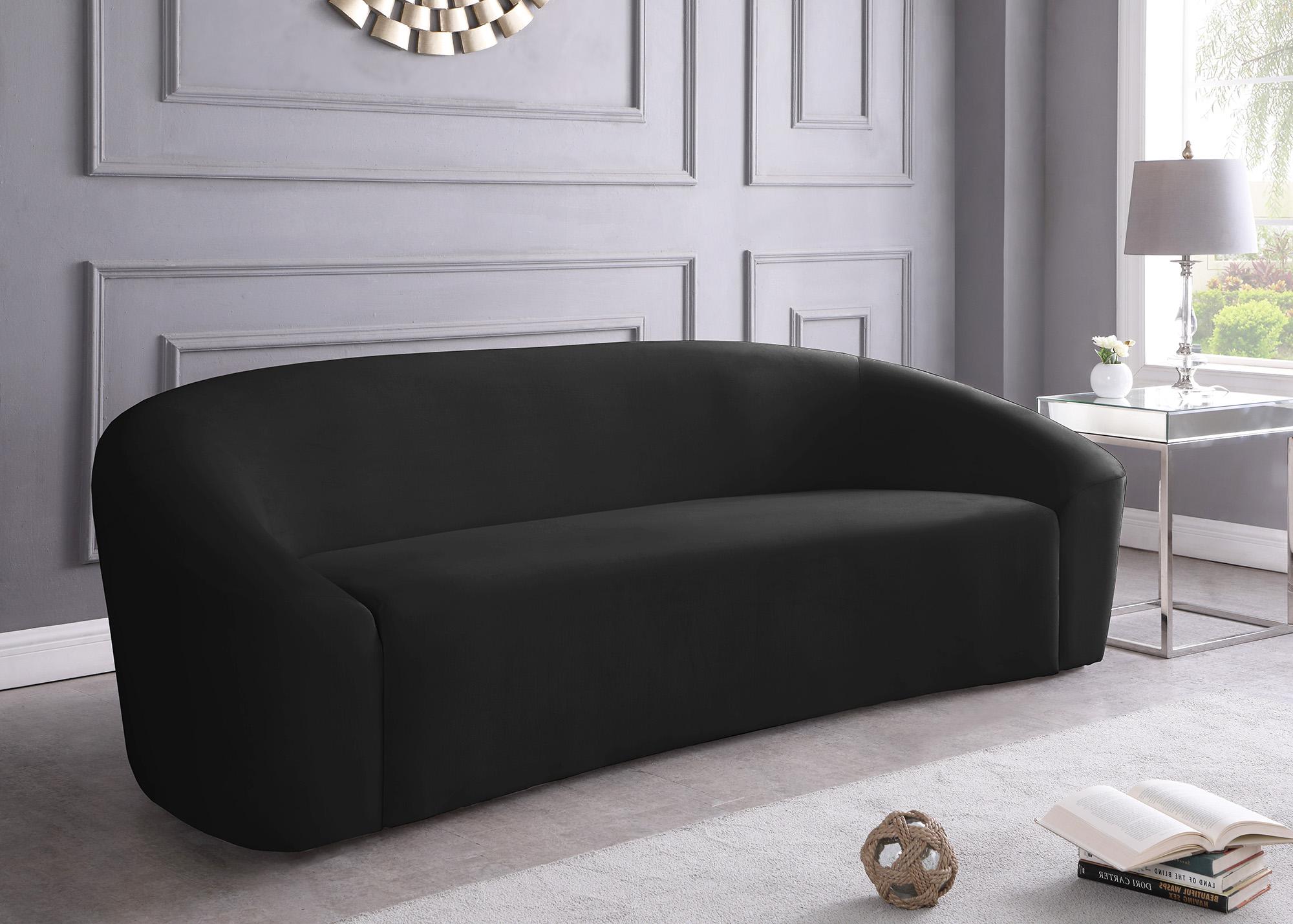 

    
 Order  Black Velvet Sofa Set 2Pcs RILEY 610Black-S Meridian Contemporary Modern
