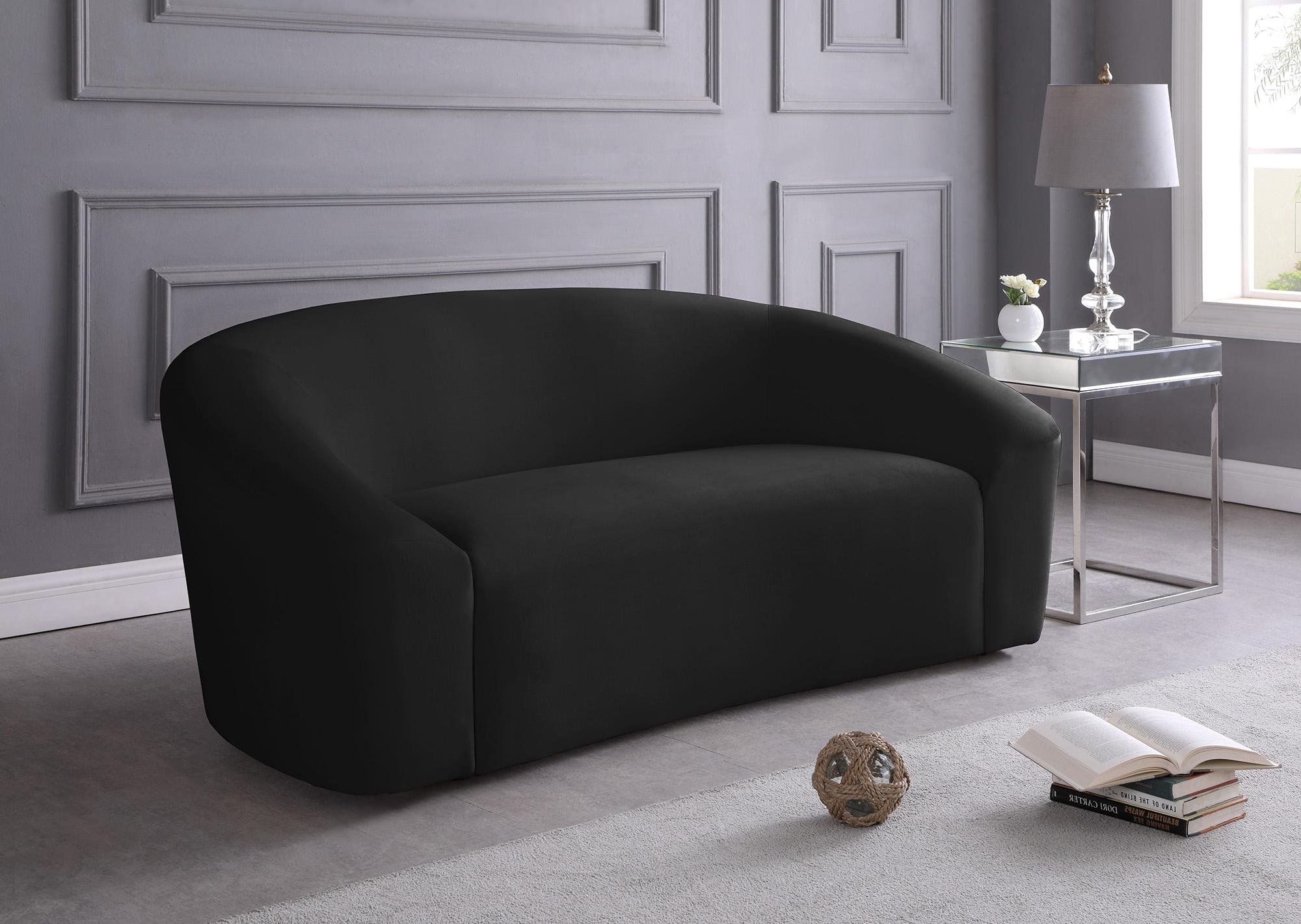 

    
 Shop  Black Velvet Sofa Set 2Pcs RILEY 610Black-S Meridian Contemporary Modern
