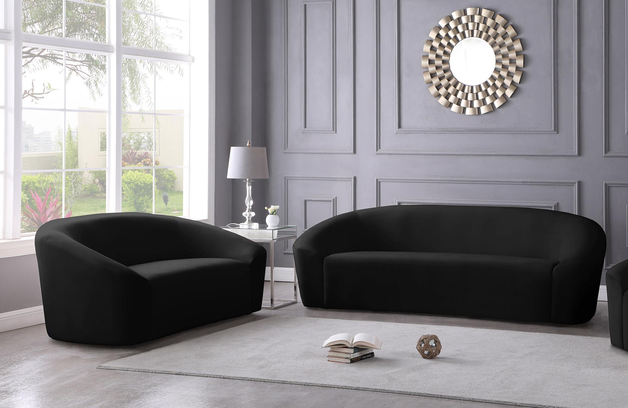 

    
 Photo  Black Velvet Sofa Set 2Pcs RILEY 610Black-S Meridian Contemporary Modern
