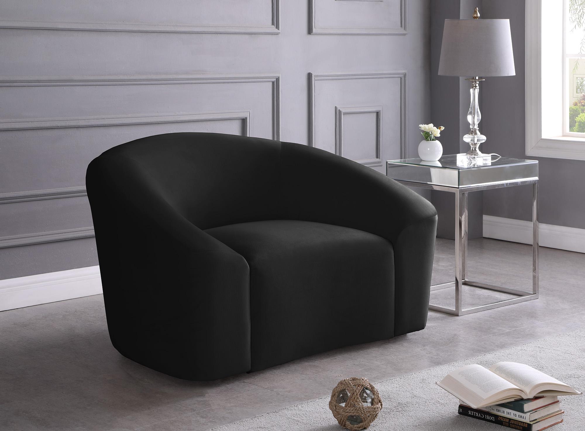 

        
704831408843Black Velvet Sofa Set 3Pcs RILEY 610Black-S Meridian Contemporary Modern
