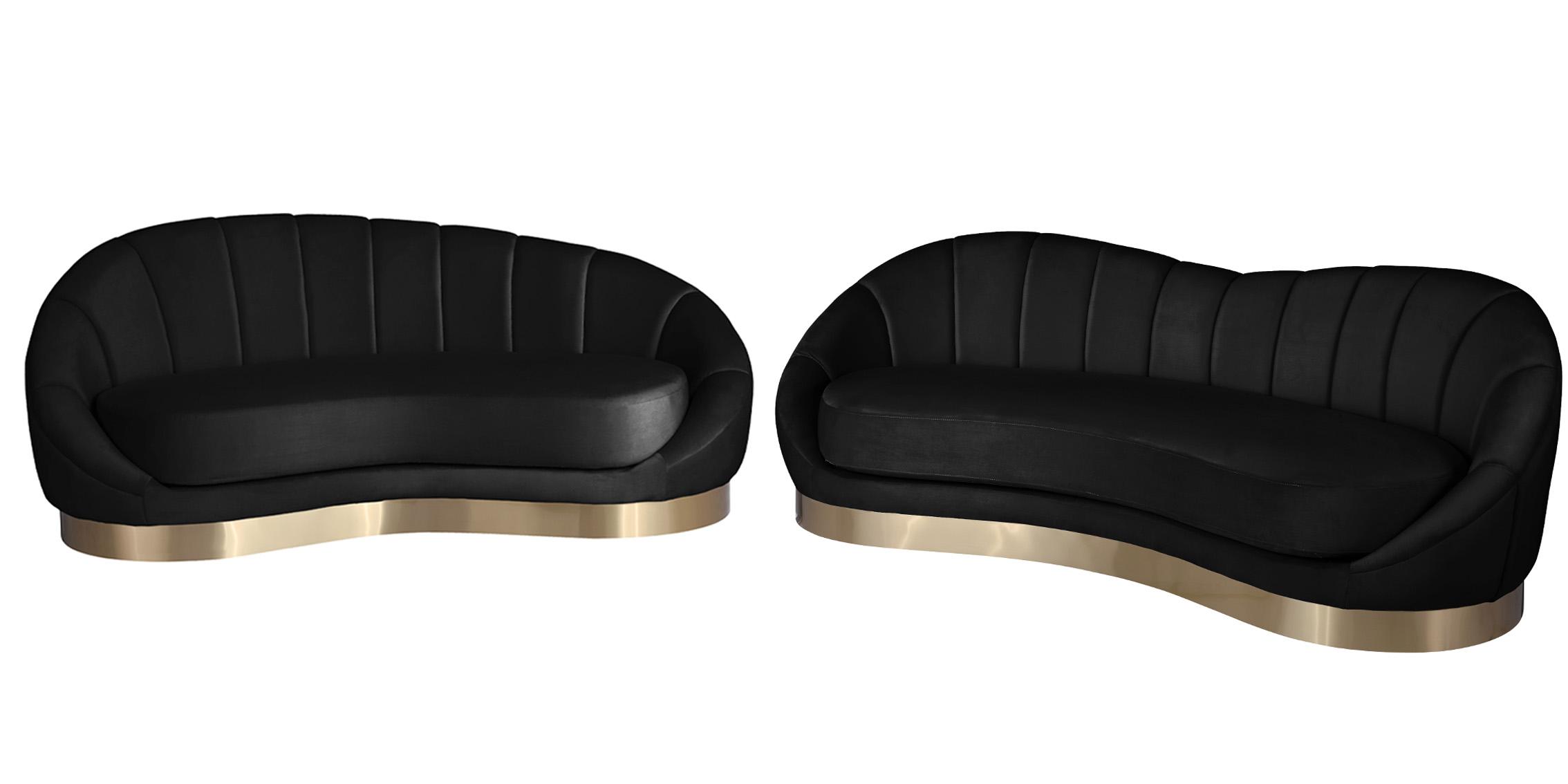 

    
623Black-S Black Velvet Rounded Sofa SHELLY 623Black-S Meridian Contemporary Modern

