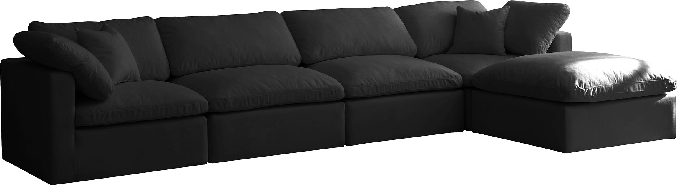Contemporary, Modern Modular Sectional Sofa 602Black-Sec5A 602Black-Sec5A in Black Fabric