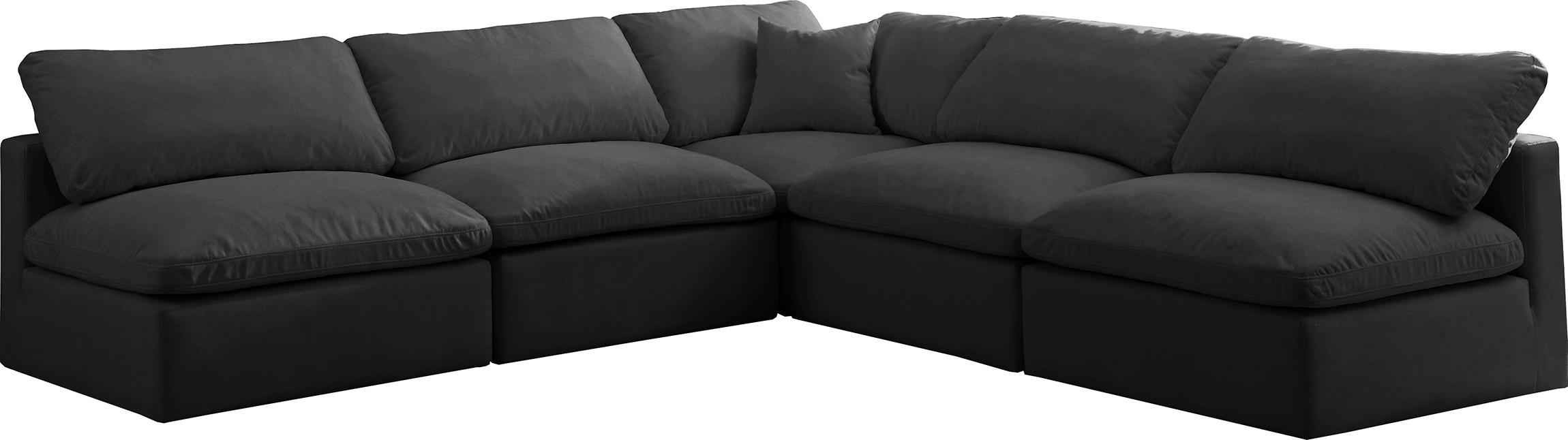 Contemporary, Modern Modular Sectional Sofa 602Black-Sec5B 602Black-Sec5B in Black Fabric