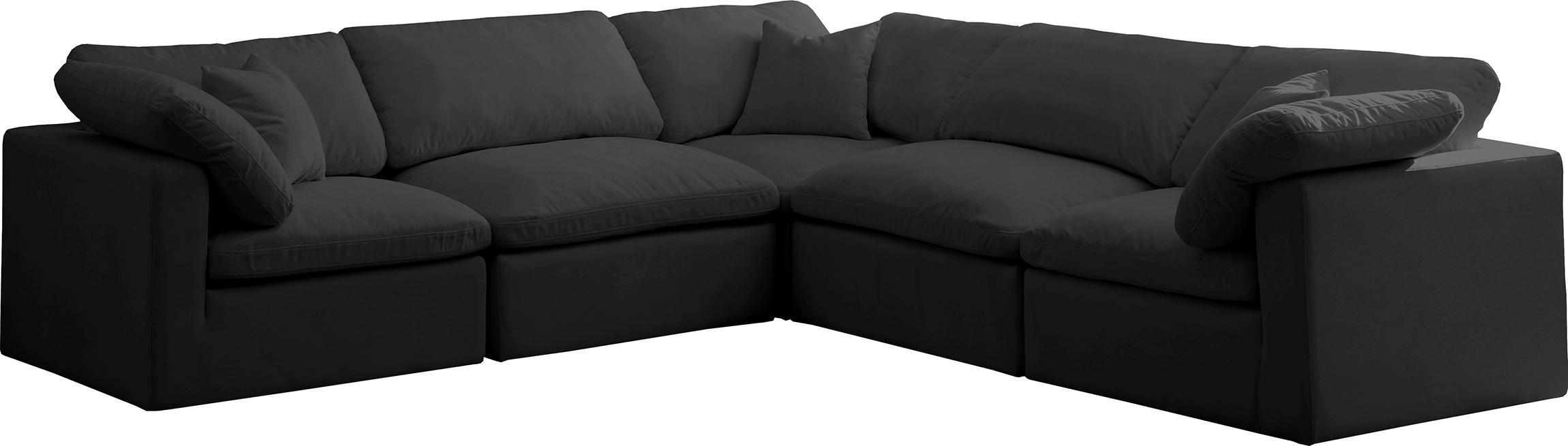 Contemporary, Modern Modular Sectional Sofa 602Black-Sec5C 602Black-Sec5C in Black Fabric