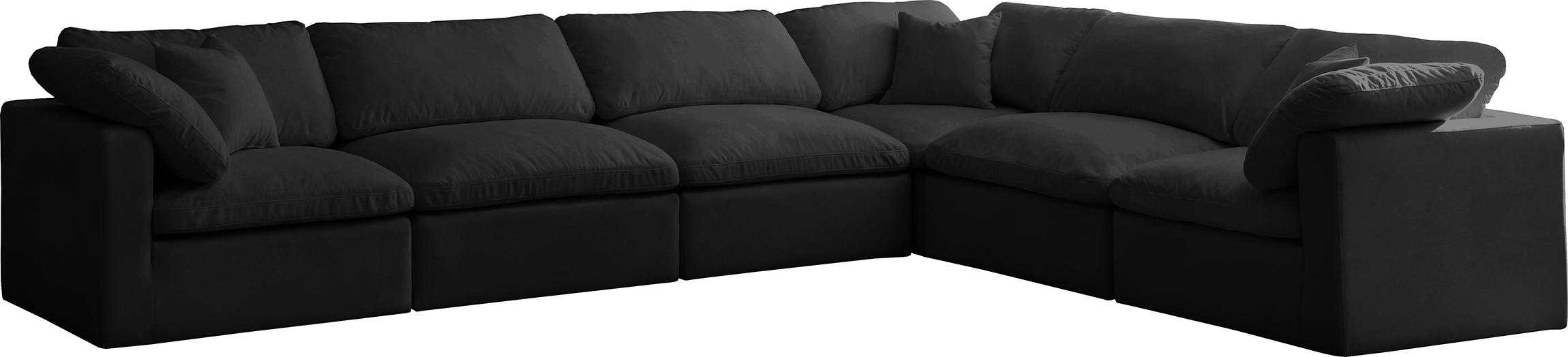 Contemporary, Modern Modular Sectional Sofa 602Black-Sec6A 602Black-Sec6A in Black Fabric