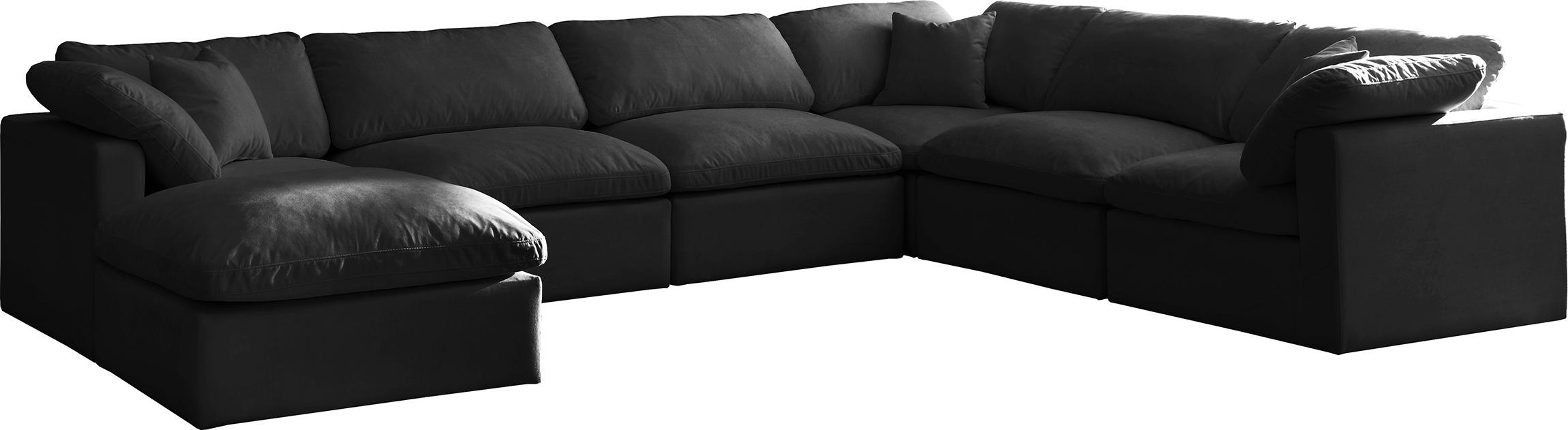 Contemporary, Modern Modular Sectional Sofa 602Black-Sec7A 602Black-Sec7A in Black Fabric