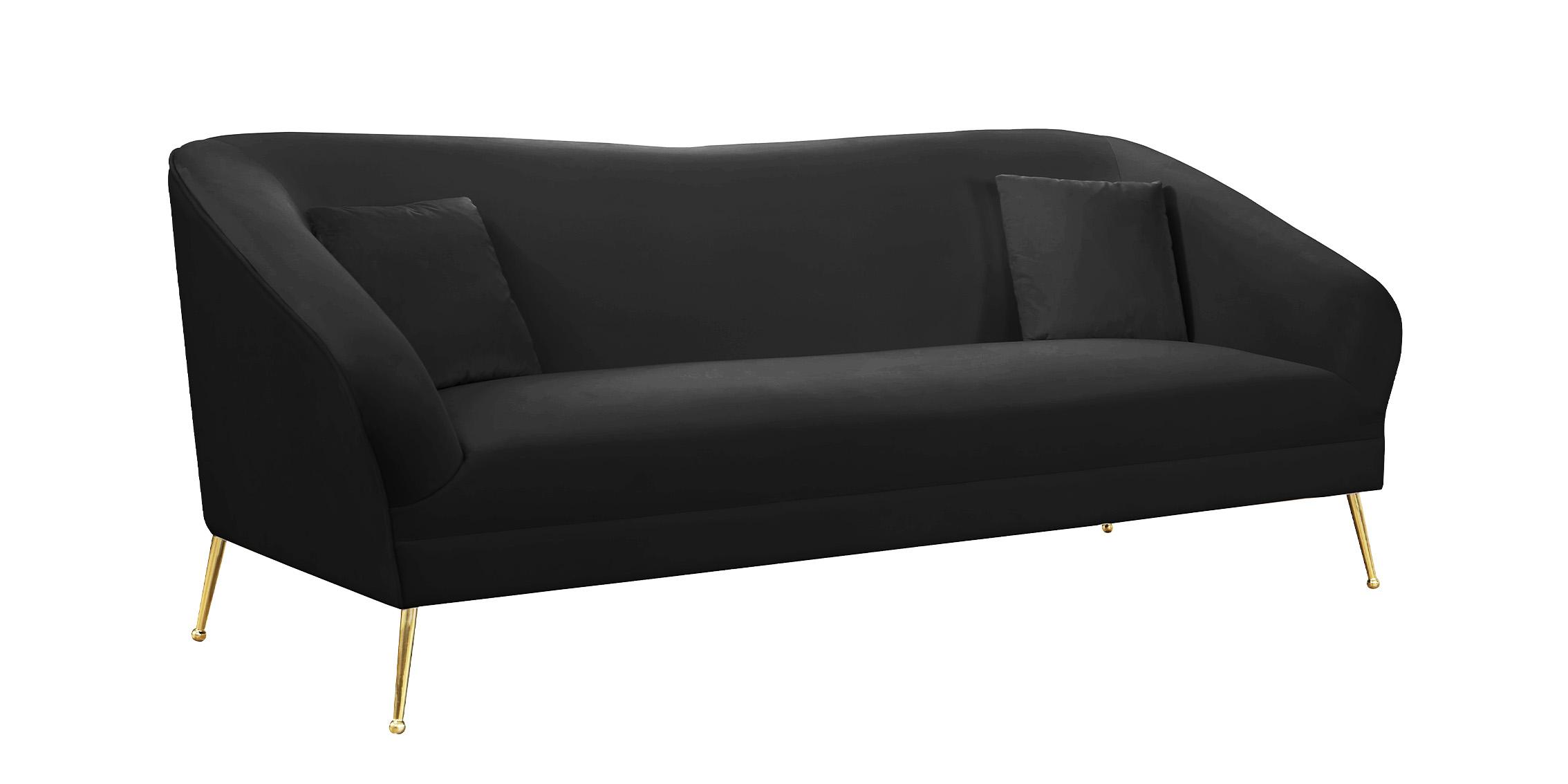 Contemporary, Modern Sofa HERMOSA 658Black-S 658Black-S in Black Velvet