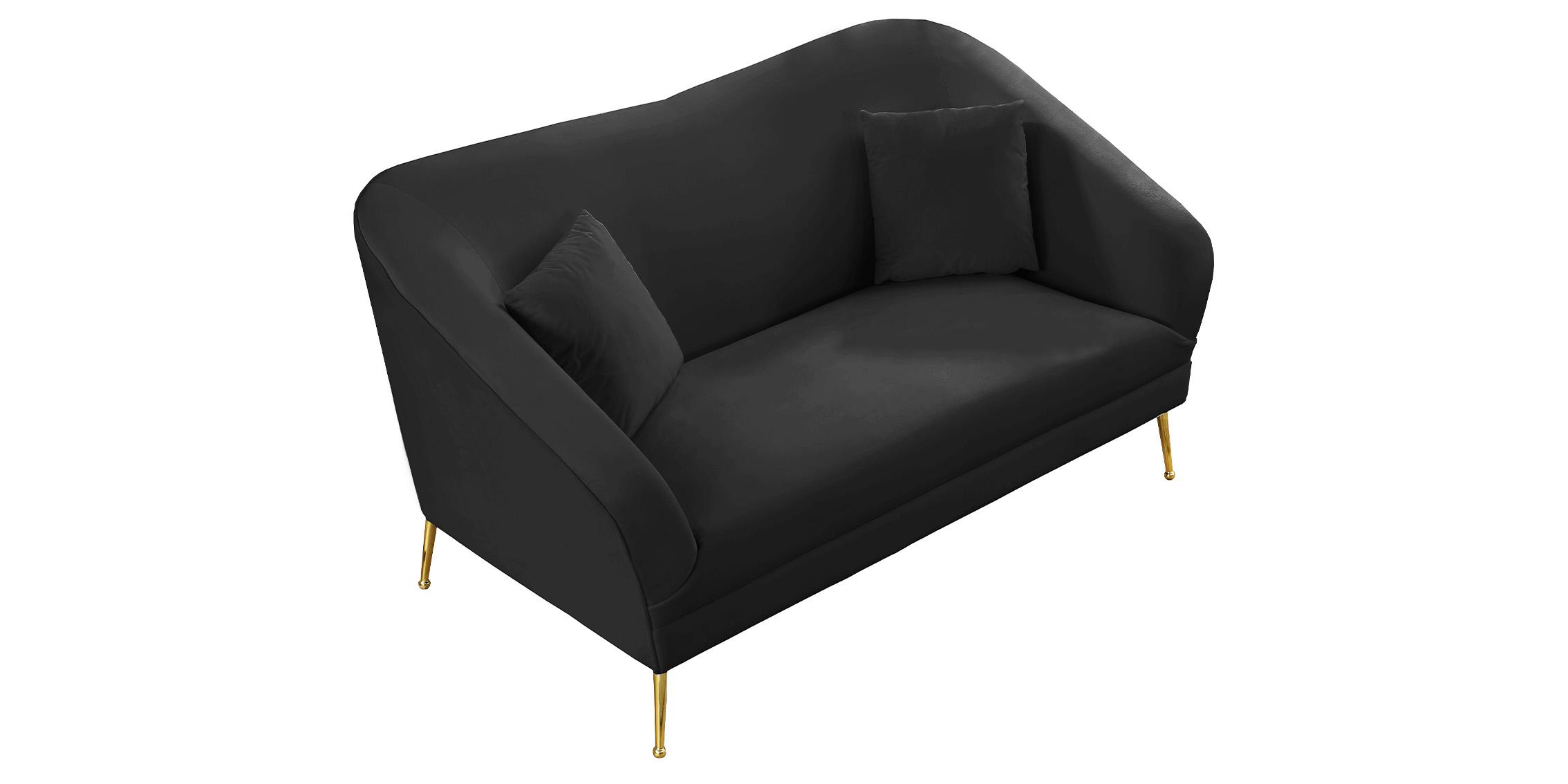

    
Black Velvet Curved Sofa Set 3Pcs HERMOSA 658Black Meridian Mid-Century Modern
