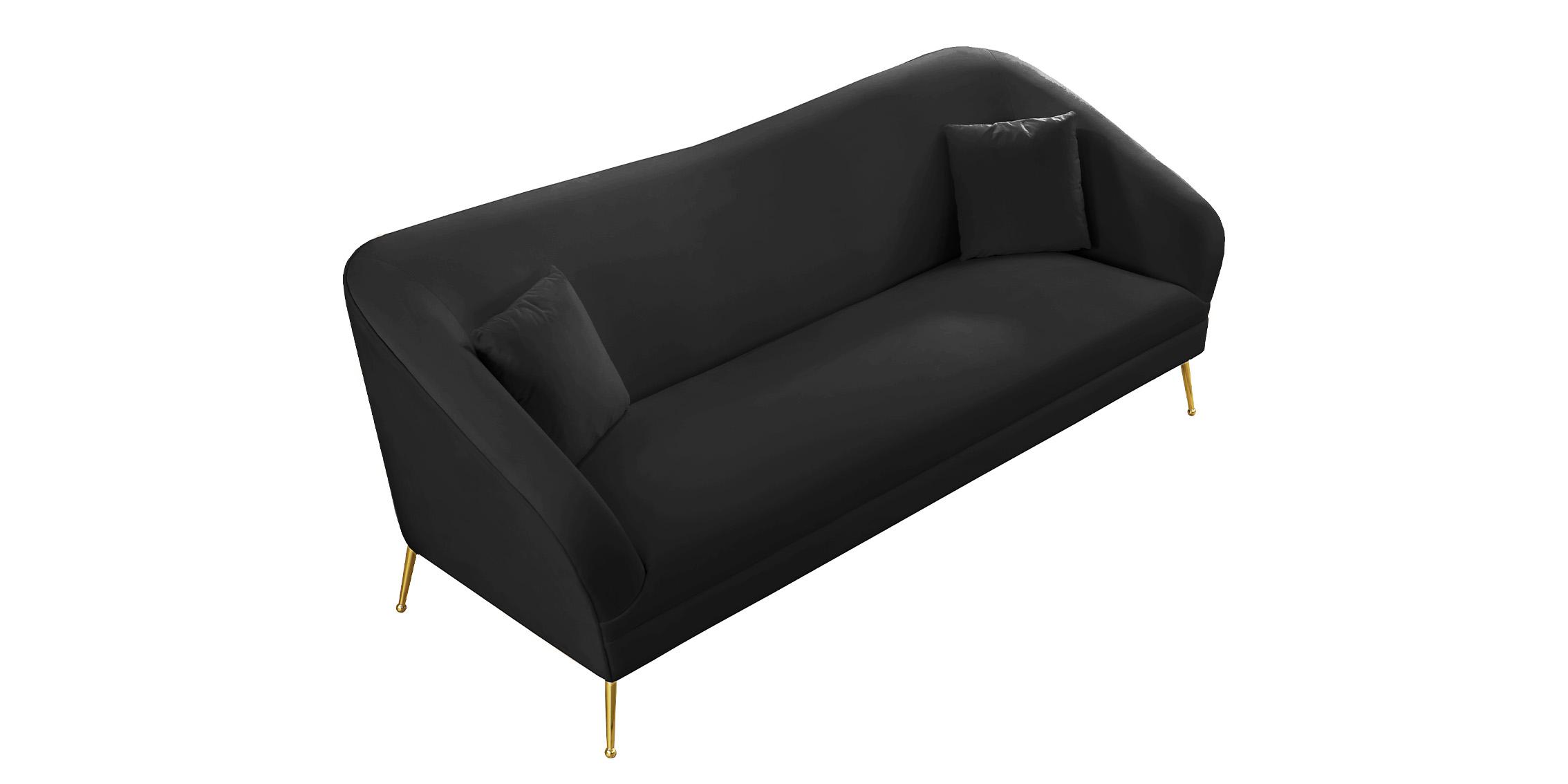 

    
 Photo  Black Velvet Curved Sofa Set 3Pcs HERMOSA 658Black Meridian Mid-Century Modern

