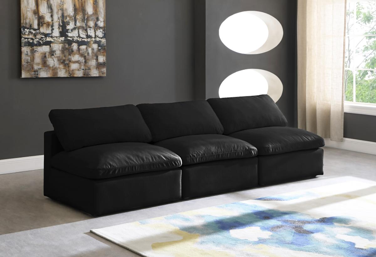 

    
BLACK Velvet Sofa Armless 105 Cloud Modular Overstuffed Down Filled SOFLEX Chic
