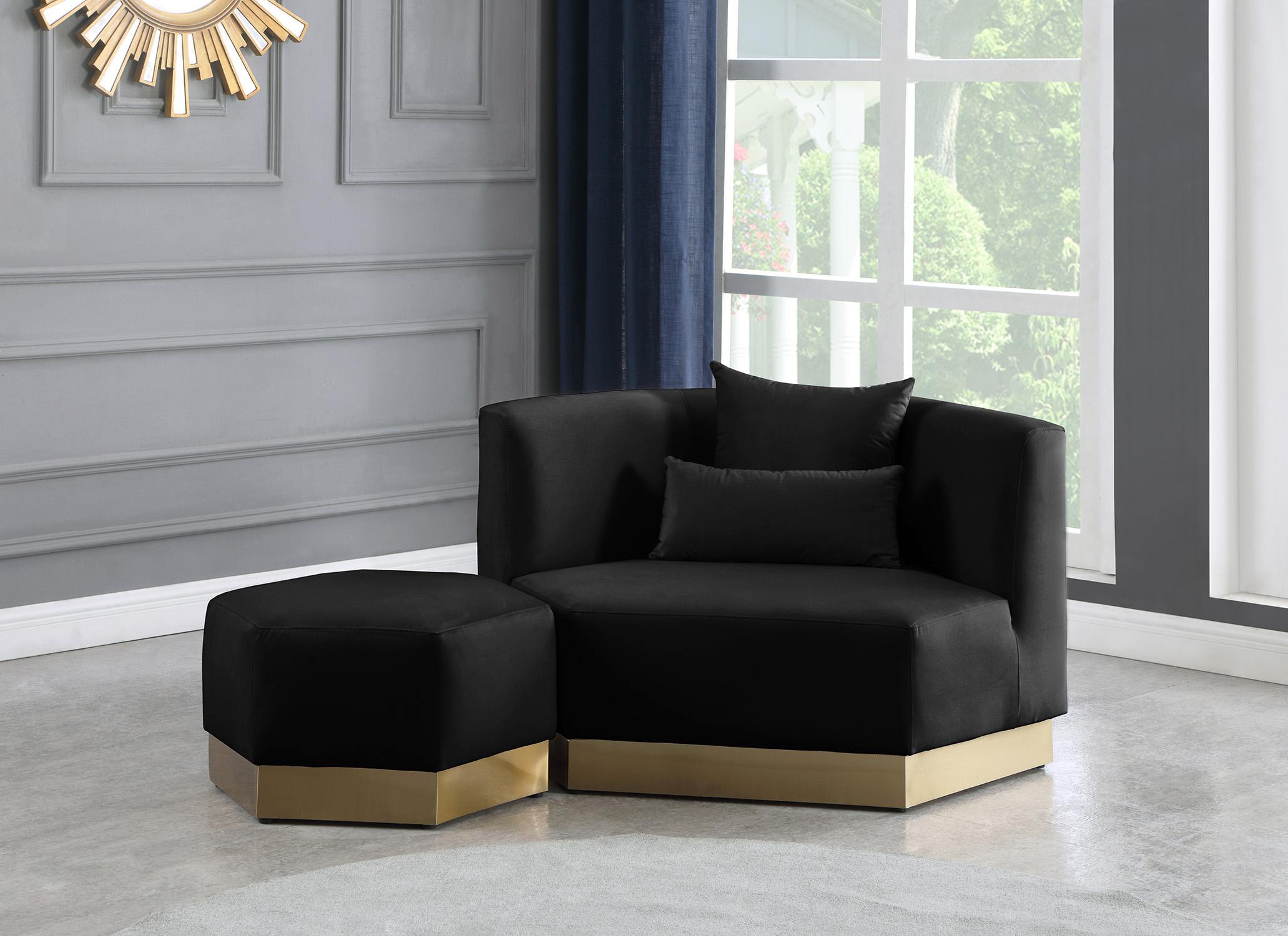 

        
753359800288Black Velvet Sofa Set 3Pcs MARQUIS 600Black-S Meridian Contemporary Modern
