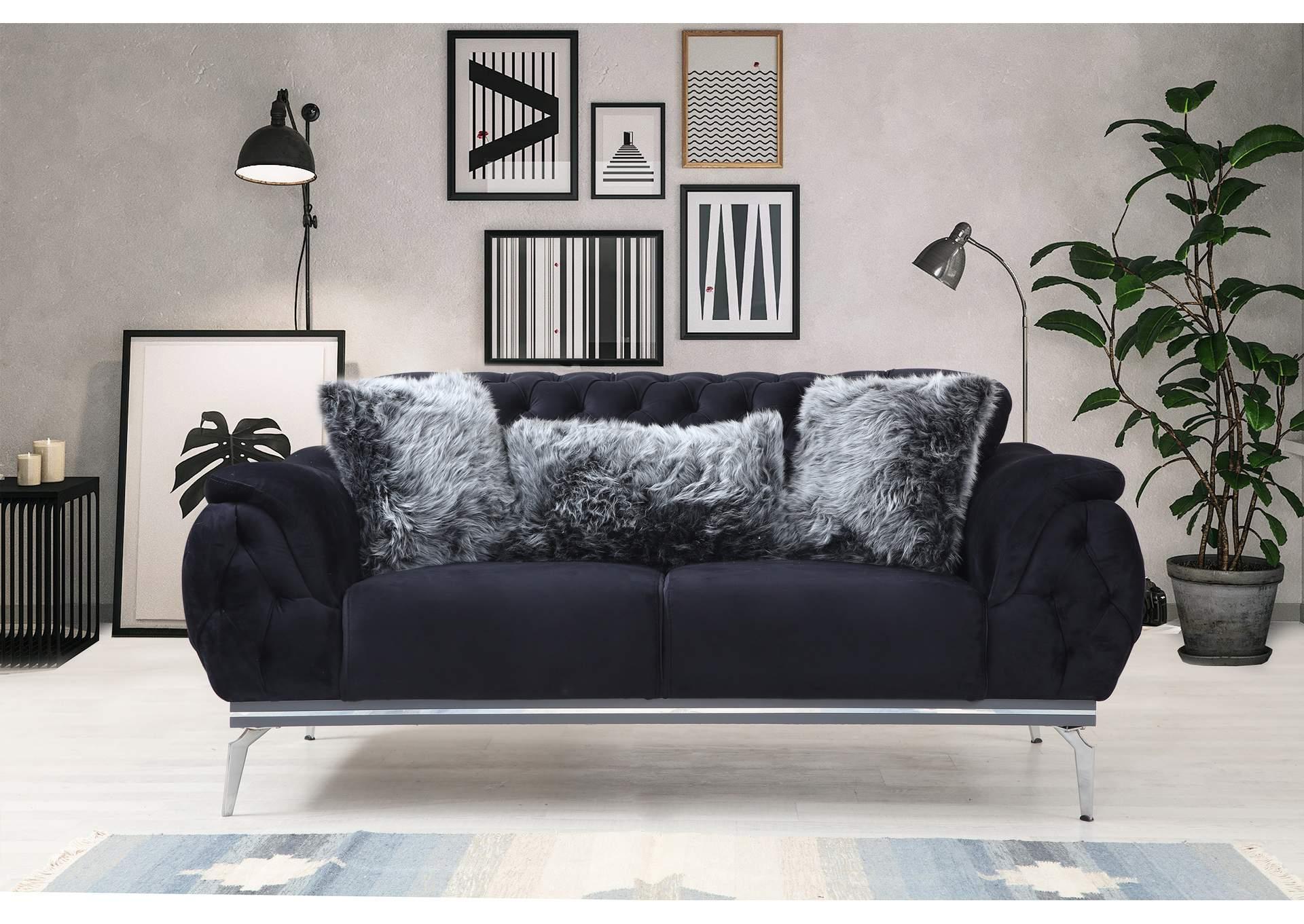

    
Alpha Furniture Barcelona Sofa Loveseat and Chair Set Black BAR-BLK-S-Set-3
