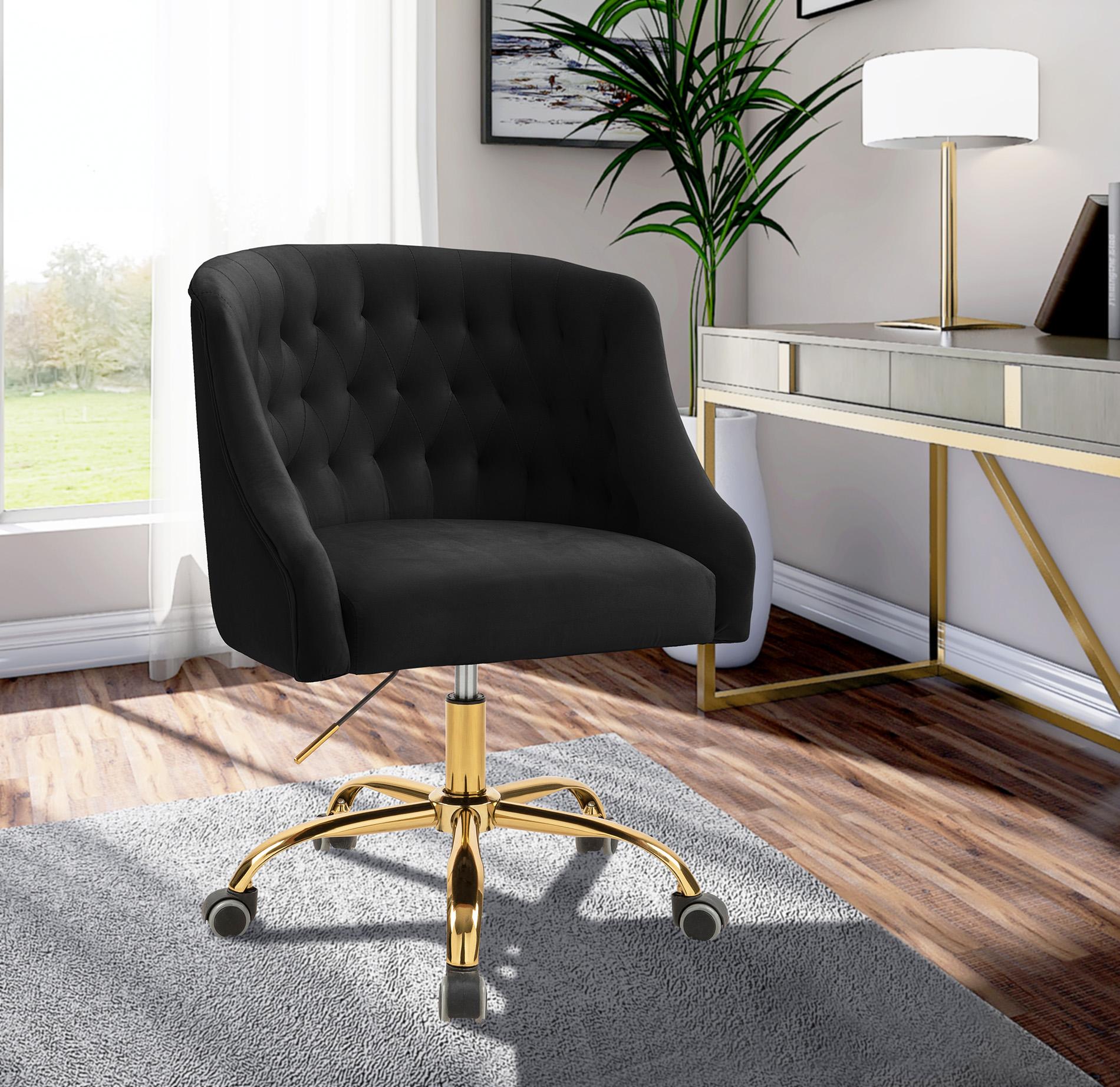 

    
Black Velvet Swivel Office Chair ARDEN 161Black Meridian Contemporary Modern
