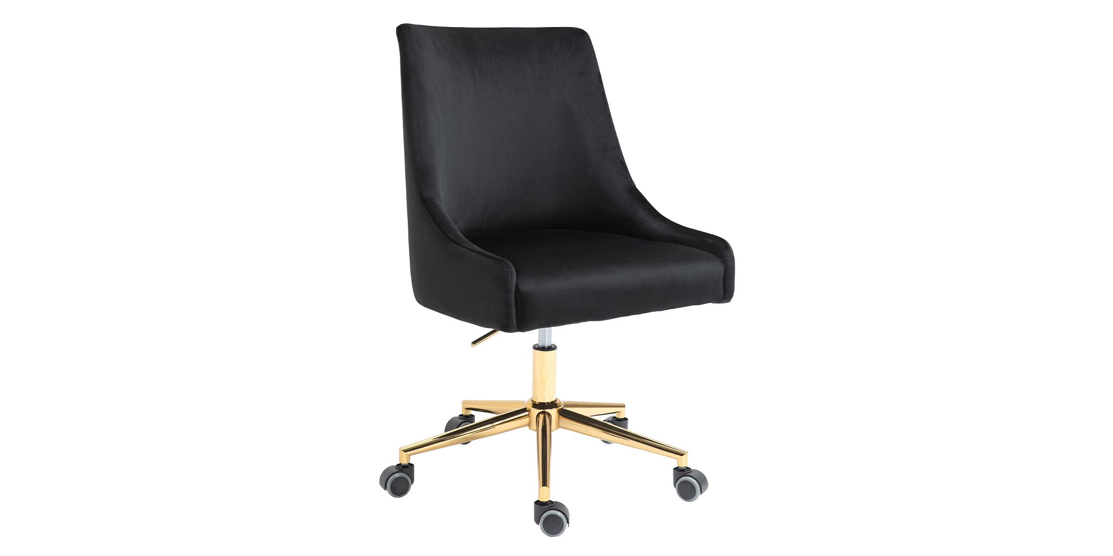 

    
Black Velvet Gold Swivel Office Chair KARINA 163Black Meridian Contemporary

