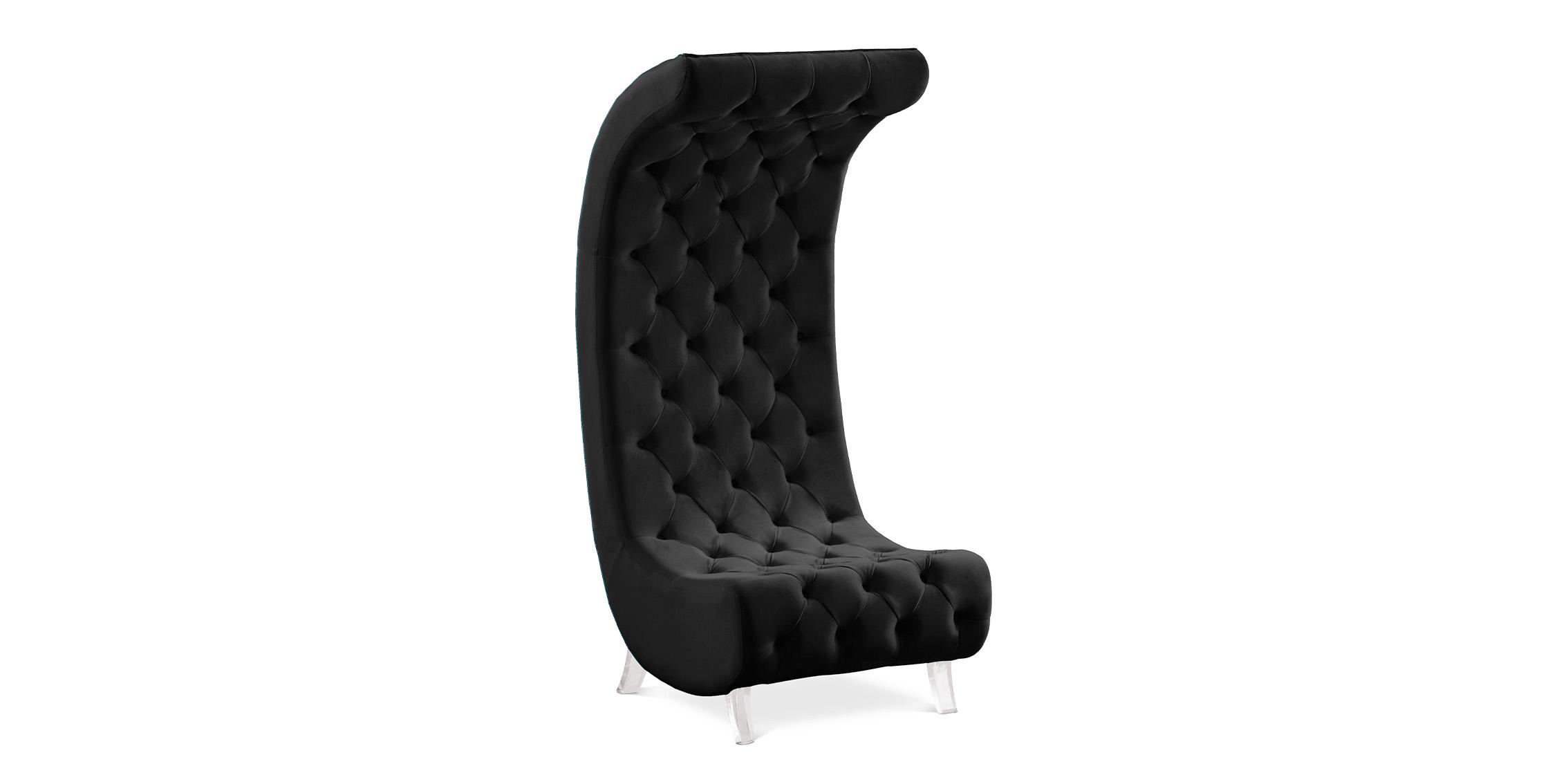 Contemporary, Modern Accent Chair CRESCENT 568Black-C 568Black-C in Black Velvet