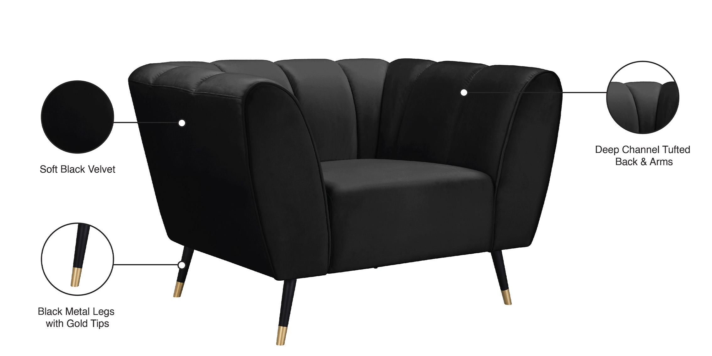 

    
626Black-C-Set-2 Black Velvet Tufted Arm Chair Set 2Pcs BEAUMONT 626Black-C Meridian Modern
