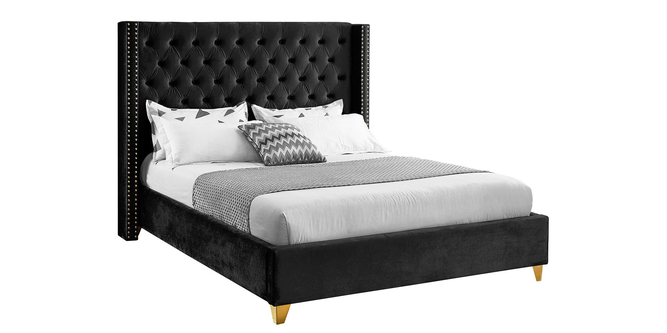 Contemporary, Modern Platform Bed BAROLO Black-F BaroloBlack-F in Black Velvet