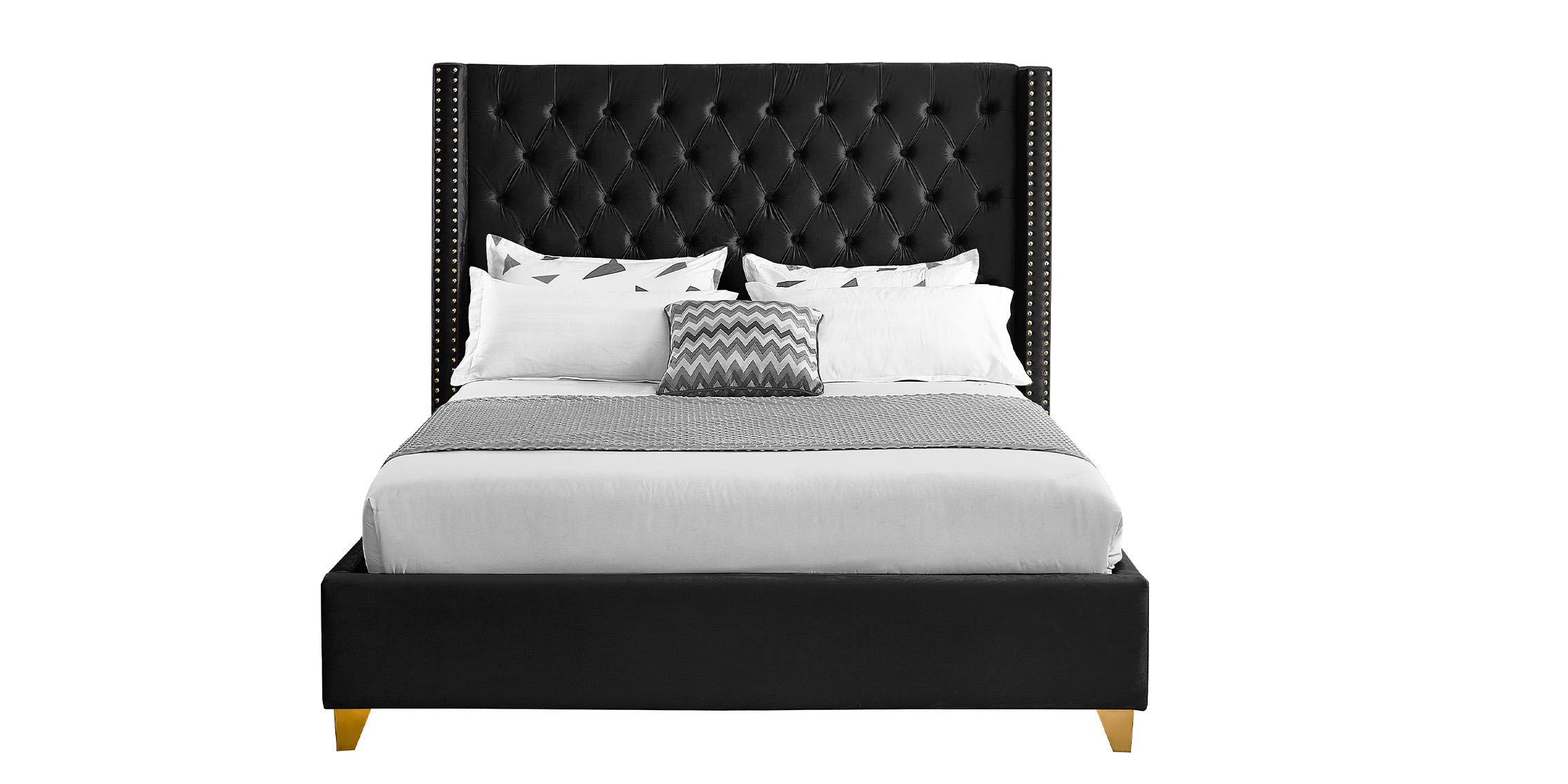 

    
Black Velvet Tufted Full Bed BAROLO Black-F Meridian Modern Contemporary
