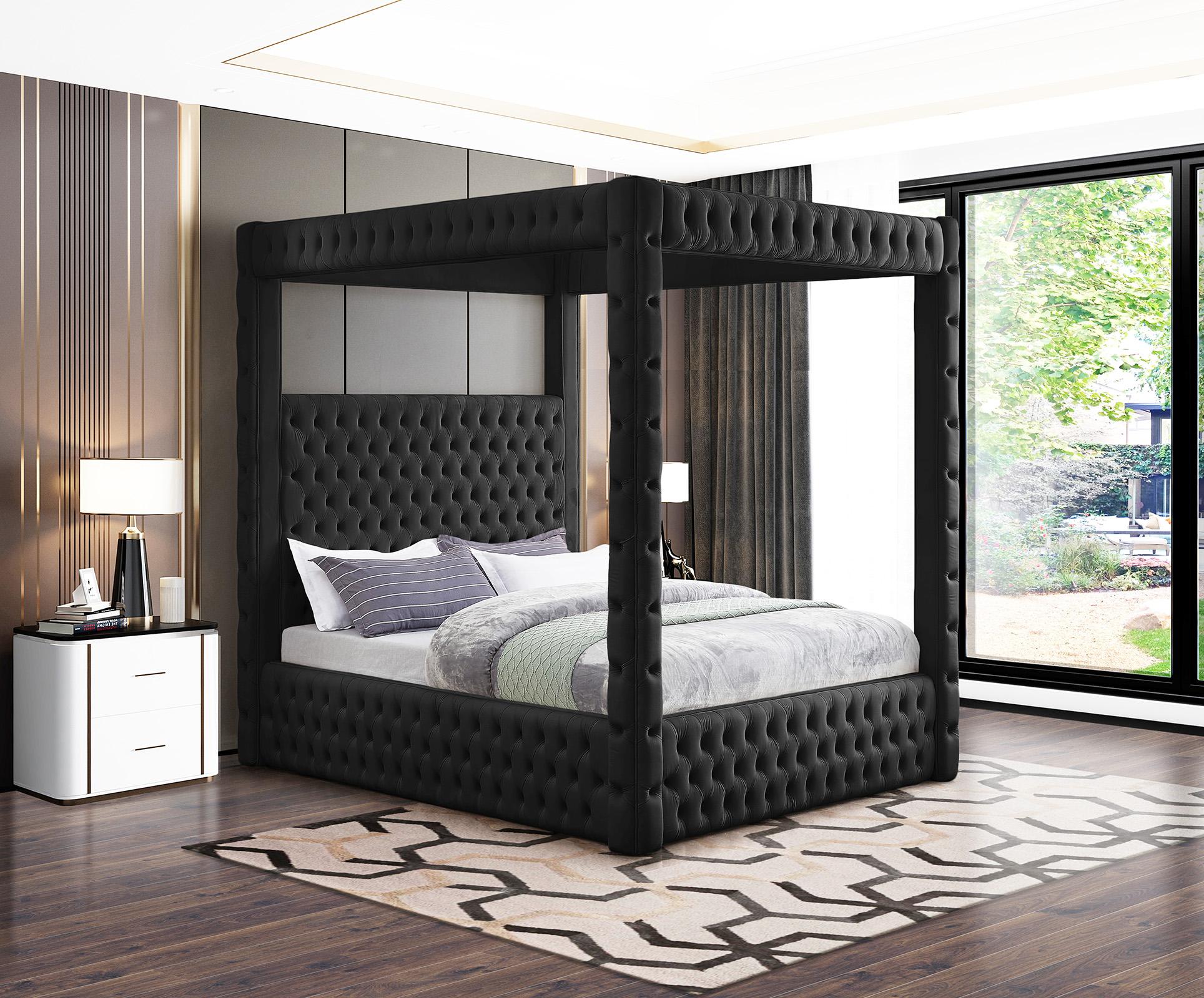 

        
Meridian Furniture ROYAL RoyalBlack-K Canopy Bed Black Velvet 094308266817
