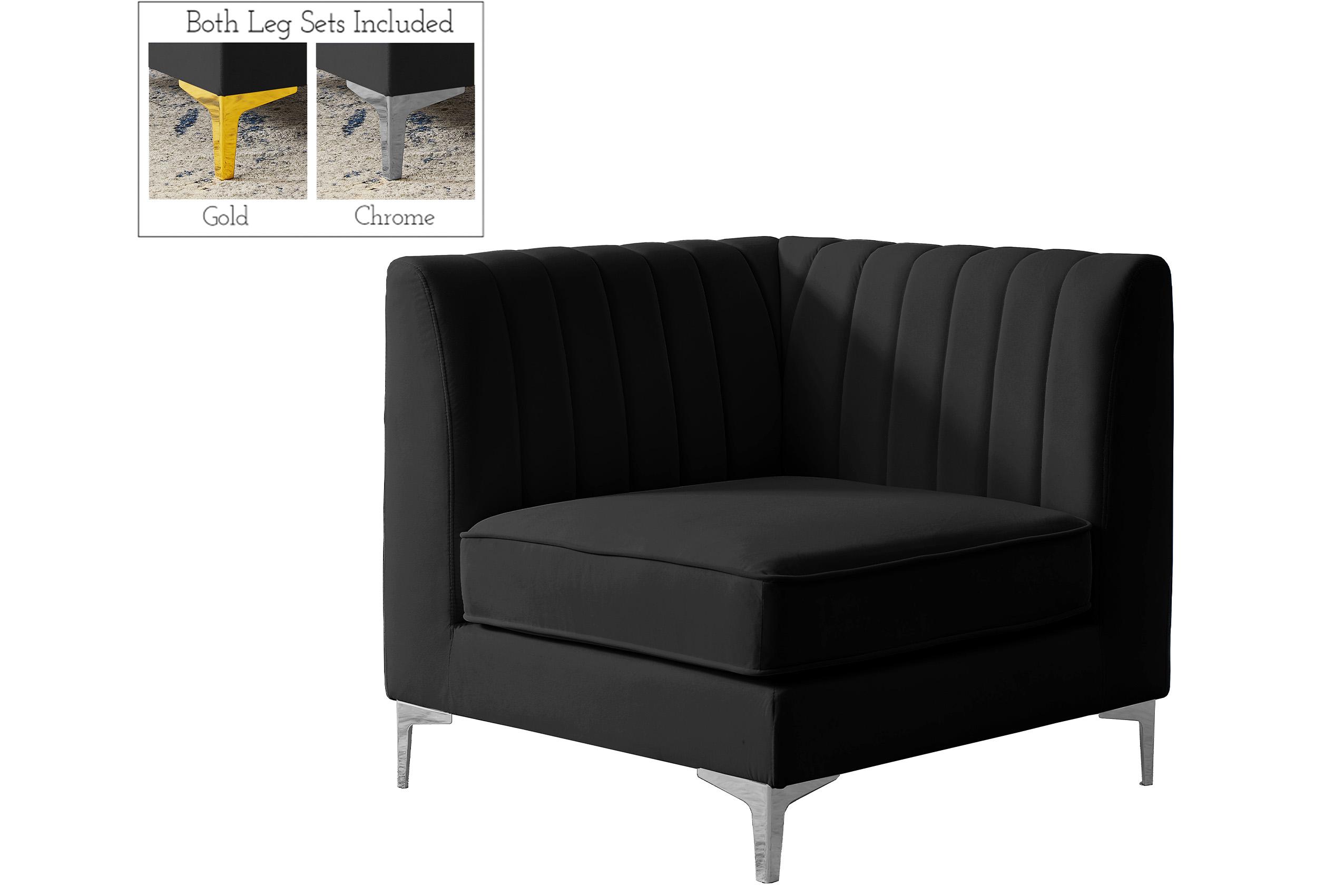

    
BLACK Velvet Tufted Modular Corner Chair ALINA 604Black-Corner Meridian Modern

