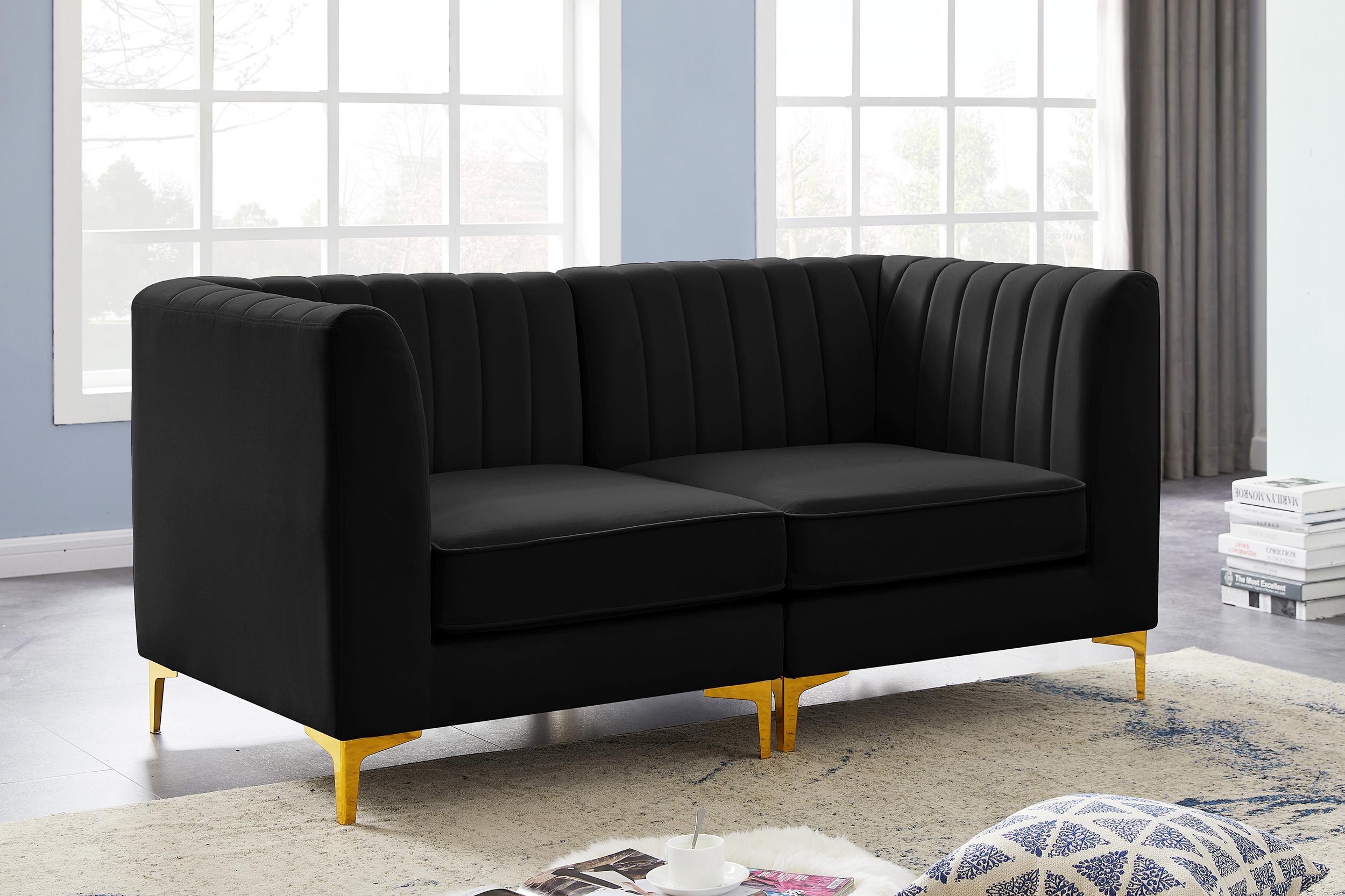 

    
BLACK Velvet Tufted Modular Sofa ALINA 604Black-S67 Meridian Modern Contemporary
