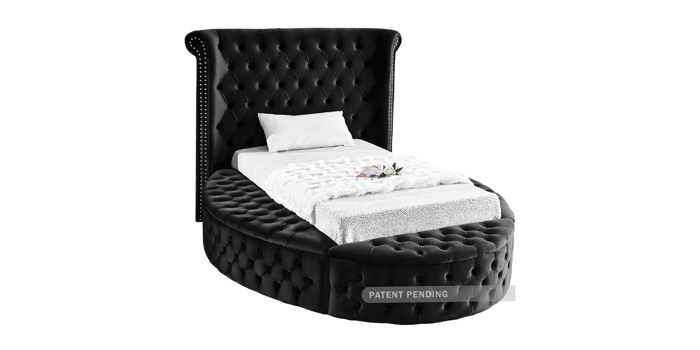 Contemporary, Modern Storage Bed LuxusBlack-T LuxusBlack-T in Black Velvet