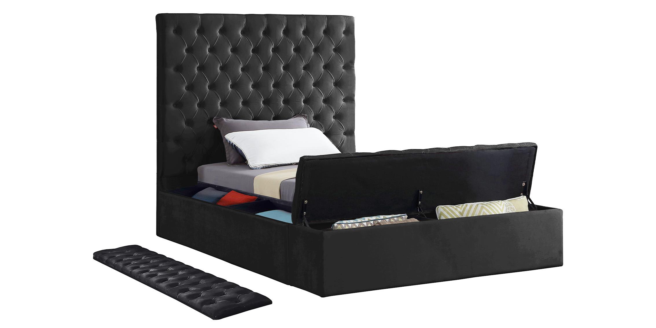 

    
BlissBlack-T Black Velvet Tufted Storage Twin Bed BLISS Meridian Contemporary Modern
