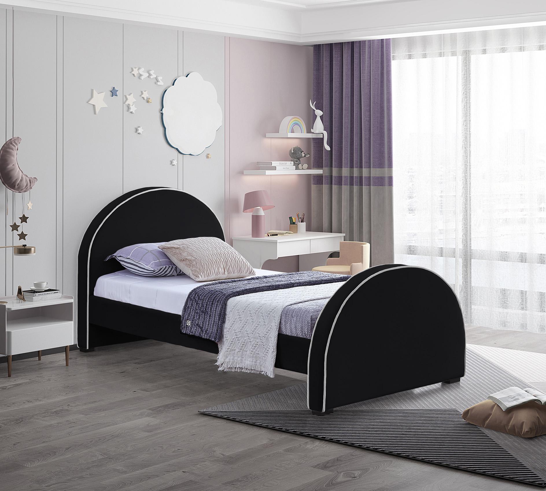 

    
Black Velvet Twin Bed BRODY BrodyBlack-T Meridian Contemporary Modern
