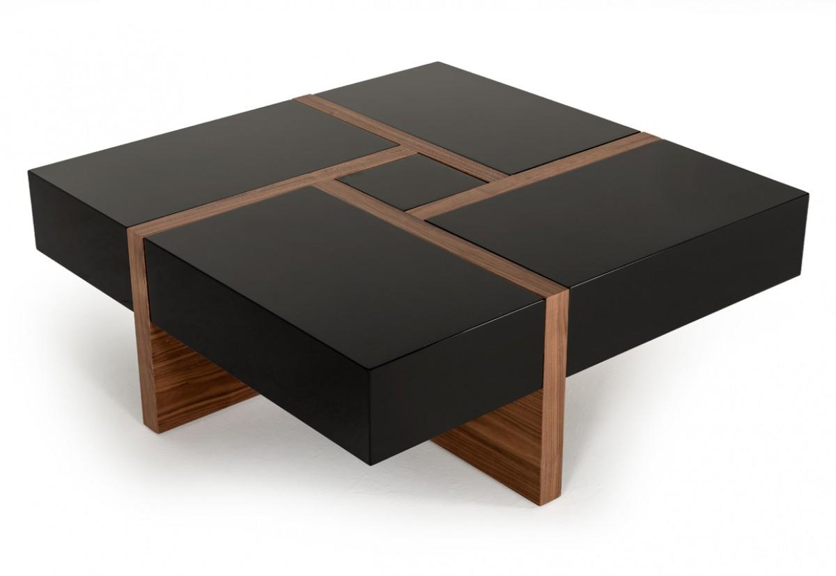 Contemporary, Modern Coffee Table MAKAI COFFEE TABLE BLACK HG/WALNUT VGBBLE624E-BLK in Walnut, Black 
