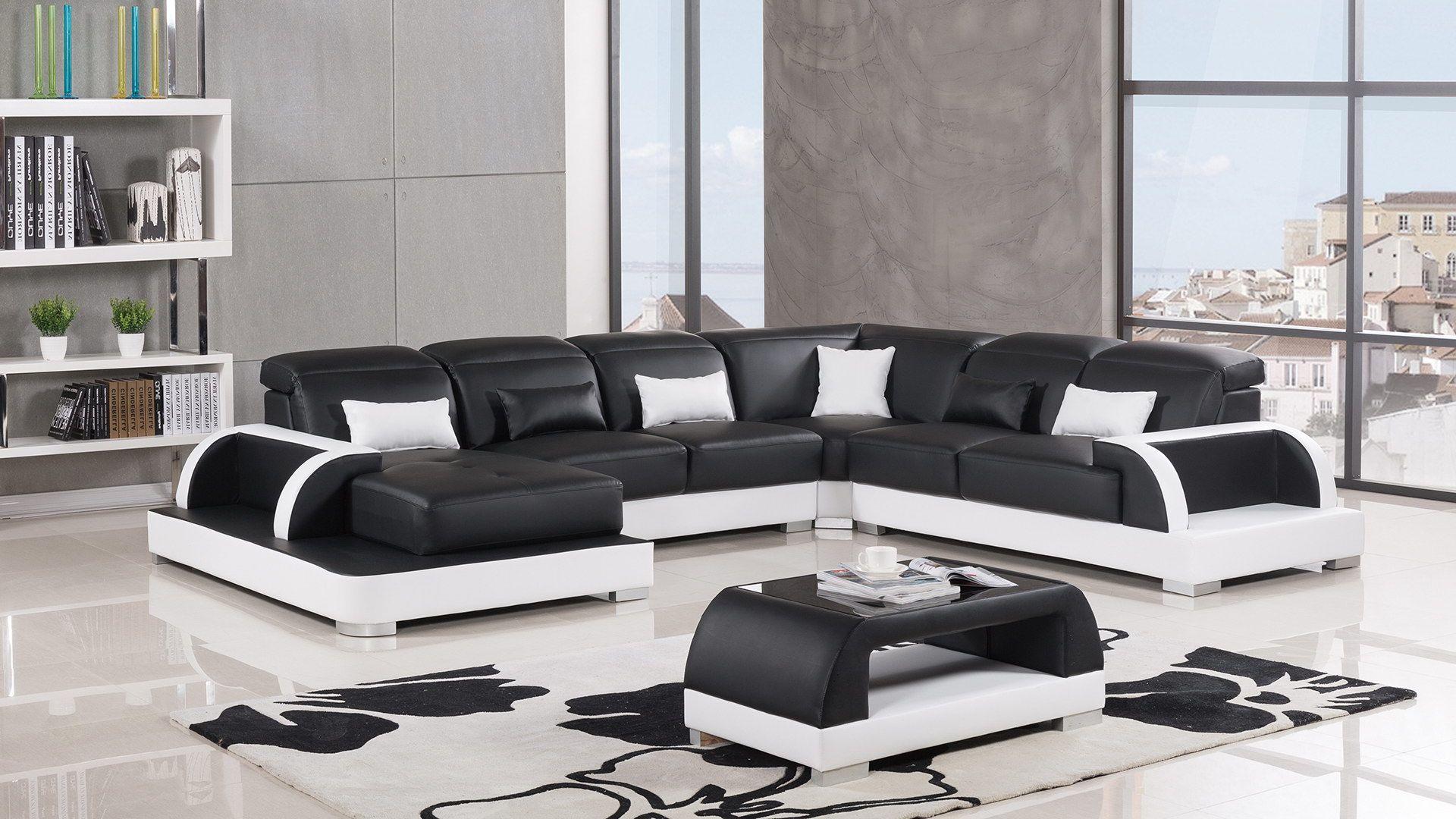 

    
Black & White Faux Leather Sectional Set 5Pcs RIGHT American Eagle AE-LD811-BK.W
