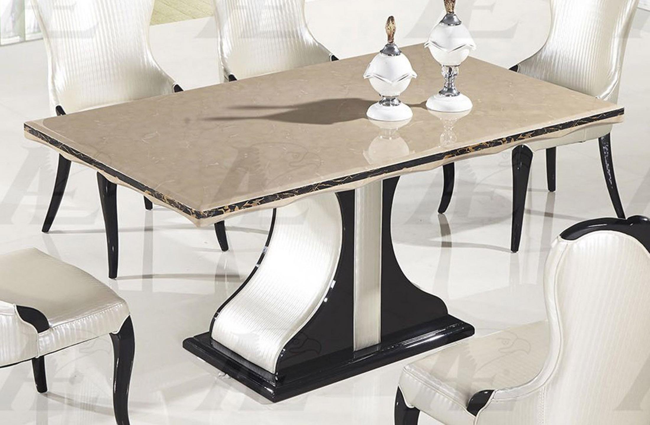 

    
Black & White  Marble Top Dining Room Set 7Pcs American Eagle Furniture DT-H903
