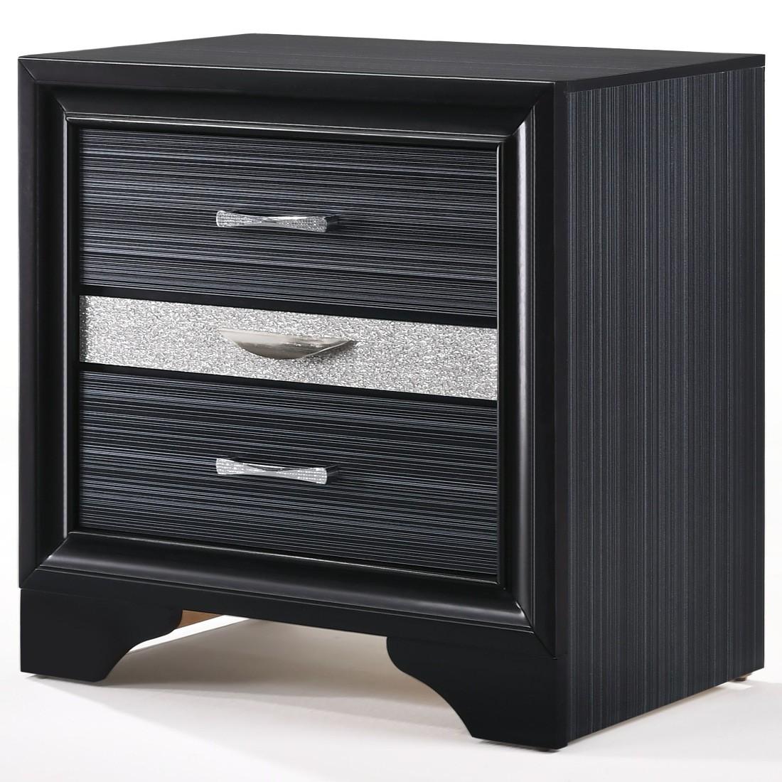 

    
Black Wood 3 Drawers Night Stand Contemporary Naima 25903 Acme
