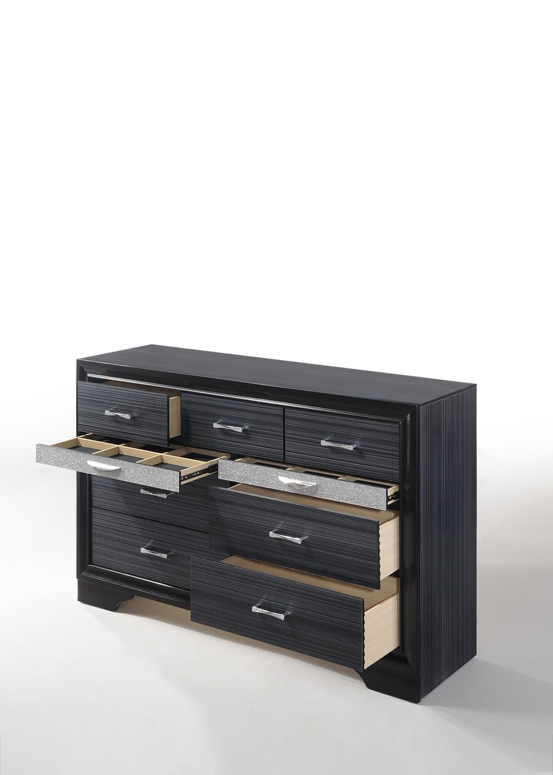 

    
 Order  Black  Wood Queen Storage Bedroom Set 5 Pcs Contemporary Naima 25900Q Acme
