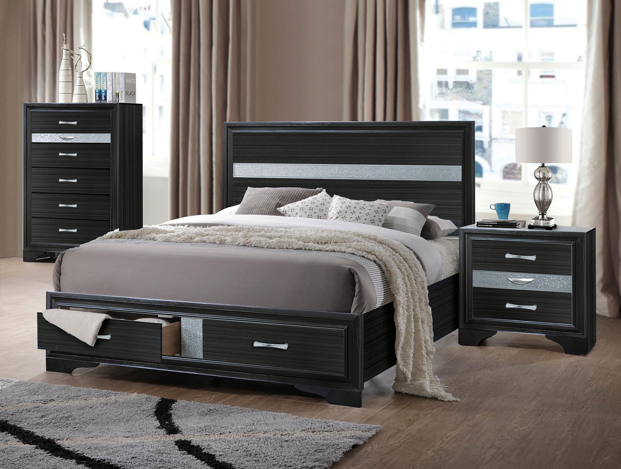 

    
 Shop  Black Wood Queen Storage Bedroom Set 5Pcs w/ Chest Contemporary Naima 25900Q Acme
