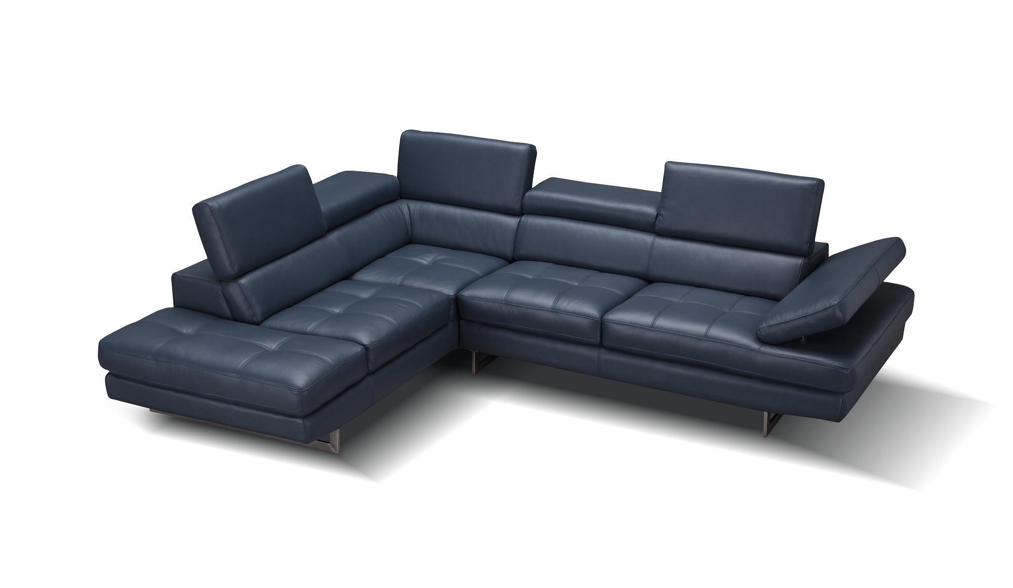 

    
Blue Full Top Grain Leather Italian Sectional Sofa LHC Modern J&M A761
