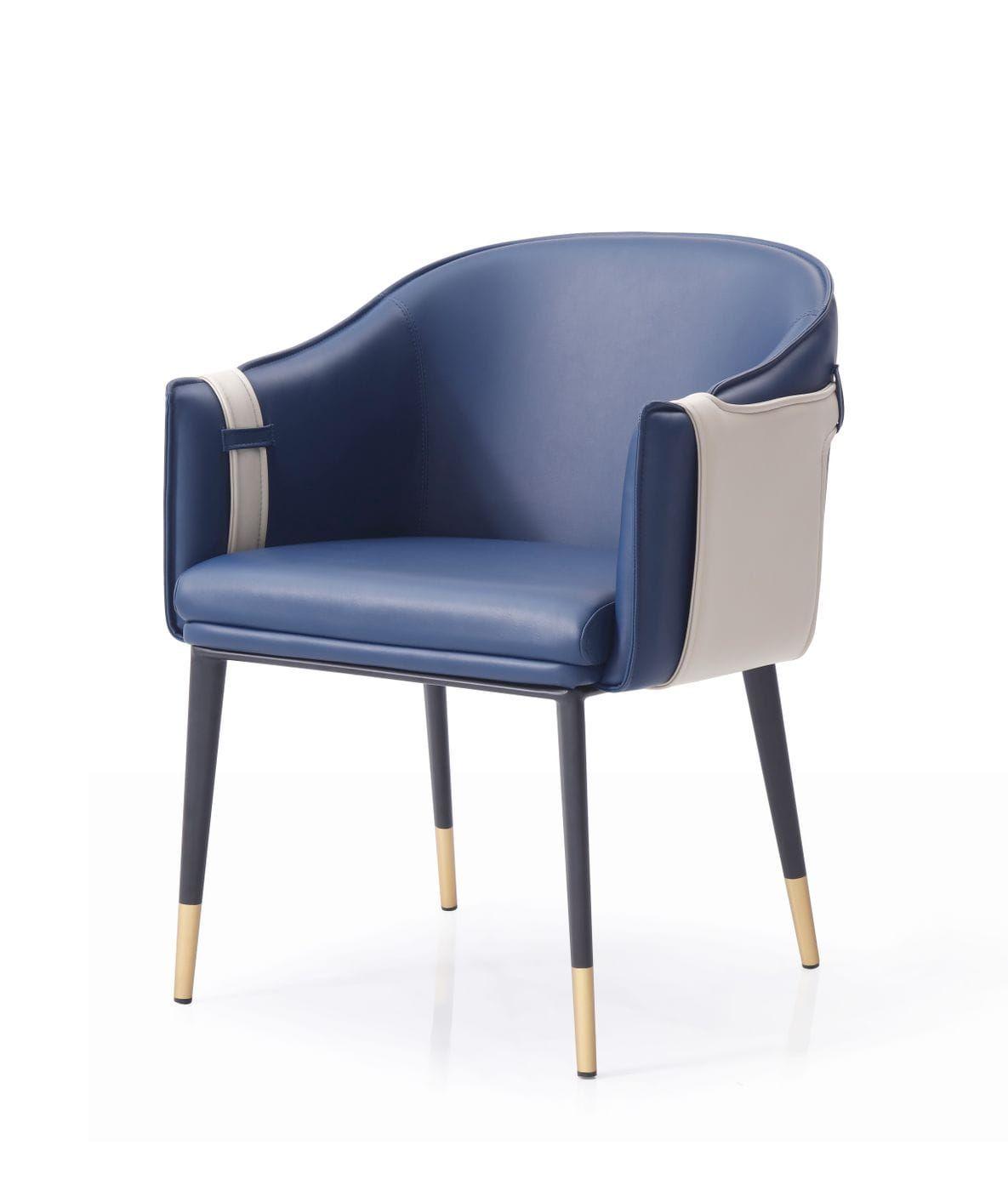 

    
Blue & Beige Bonded Leather Dining Chair Set 2P Modrest Calder VIG Modern
