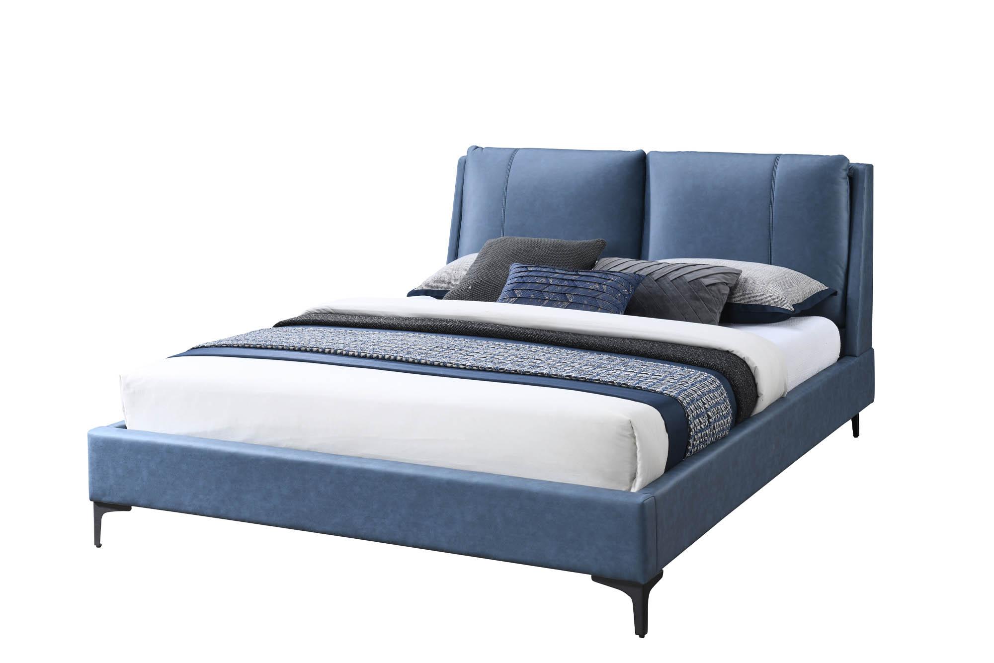 Modern, Transitional Panel Bed BRYANT 1142-110 1142-110 in Blue Polyester