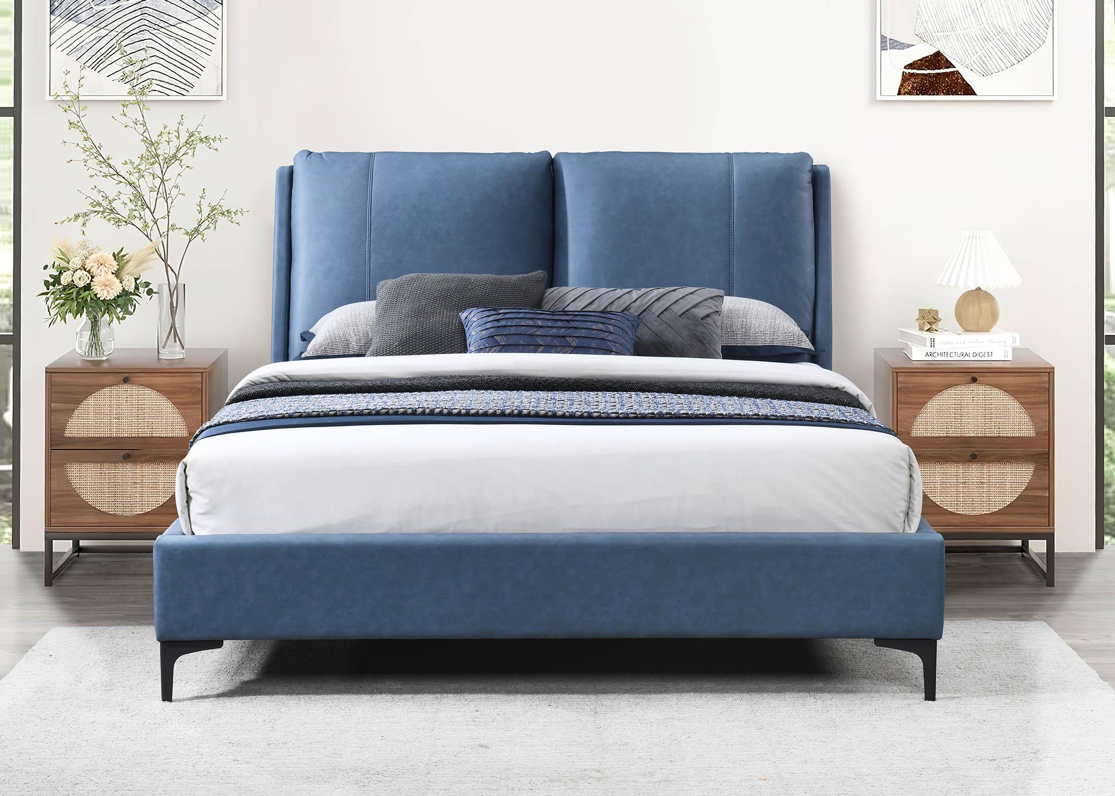 

    
Blue Eco Leather Queen Bed BRYANT 1142-105 Bernards Modern Transitional
