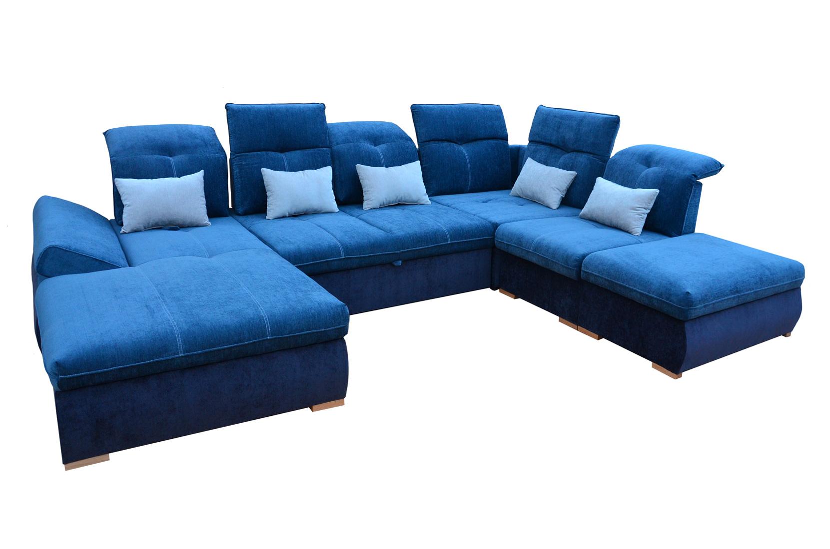 

    
Blue Fabric Sectional Left w/Bed & Storage OPERA ESF Contemporary Modern
