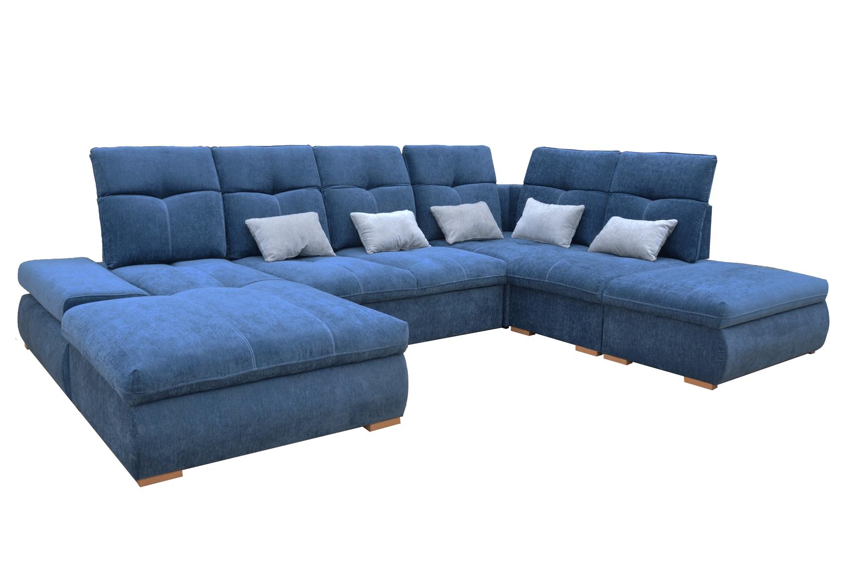 

    
Blue Fabric Sectional Left w/Bed & Storage OPERA ESF Contemporary Modern
