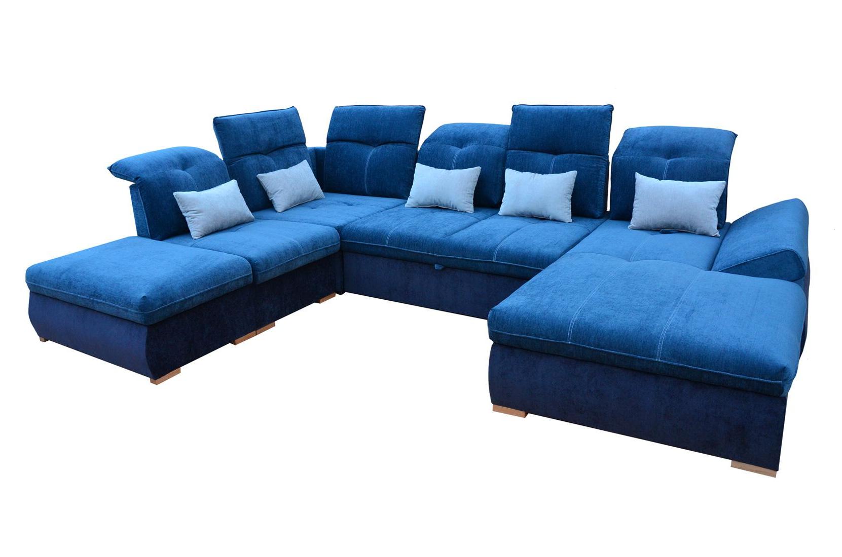 

    
Blue Fabric Sectional Right w/Bed & Storage OPERA ESF Contemporary Modern
