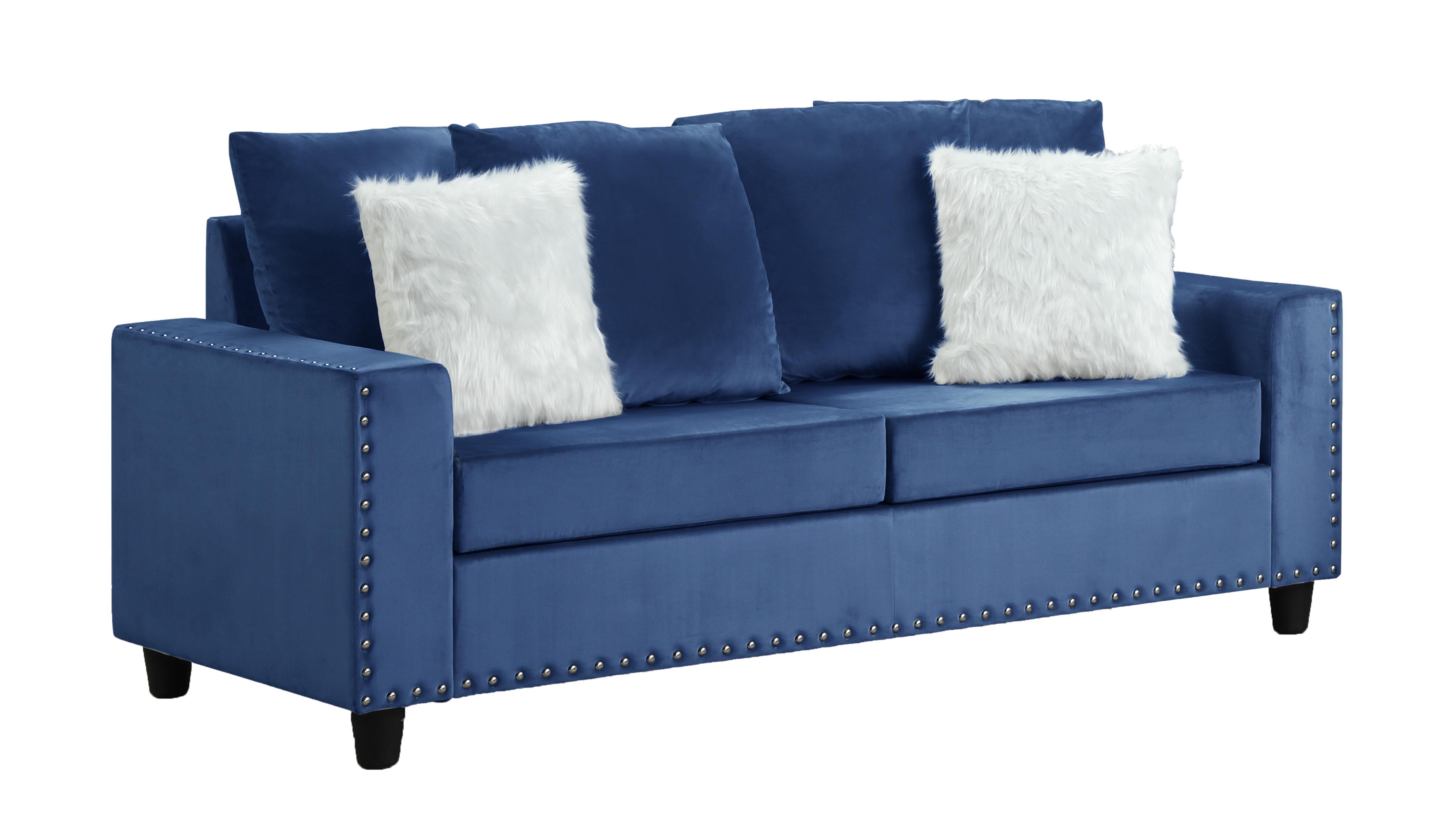 

    
Blue Fabric Sofa & Loveseat Set 2 MORRIS Galaxy Home Contemporary Modern
