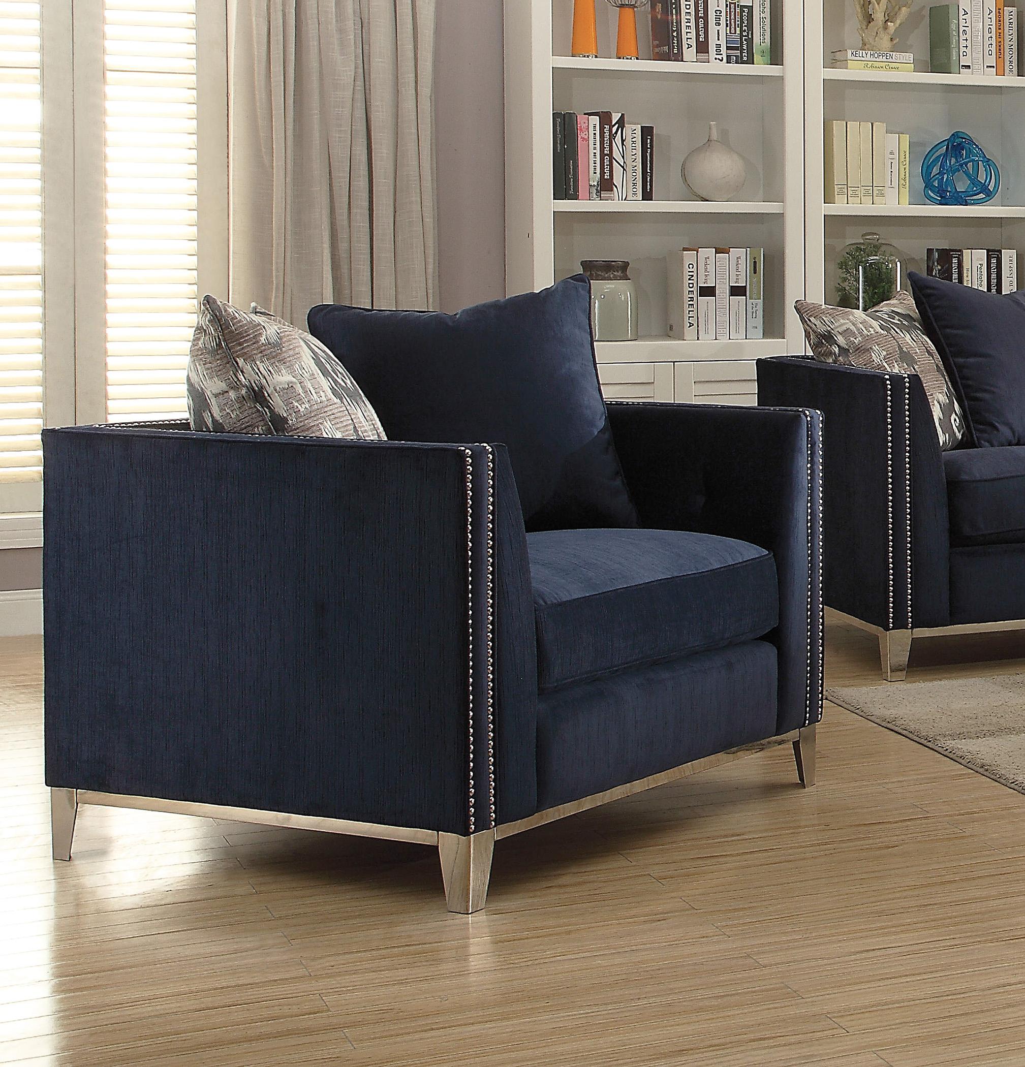 

    
 Order  Blue Fabric Sofa Set 3Pcs Vintage Transitional Phaedra 52830 Acme
