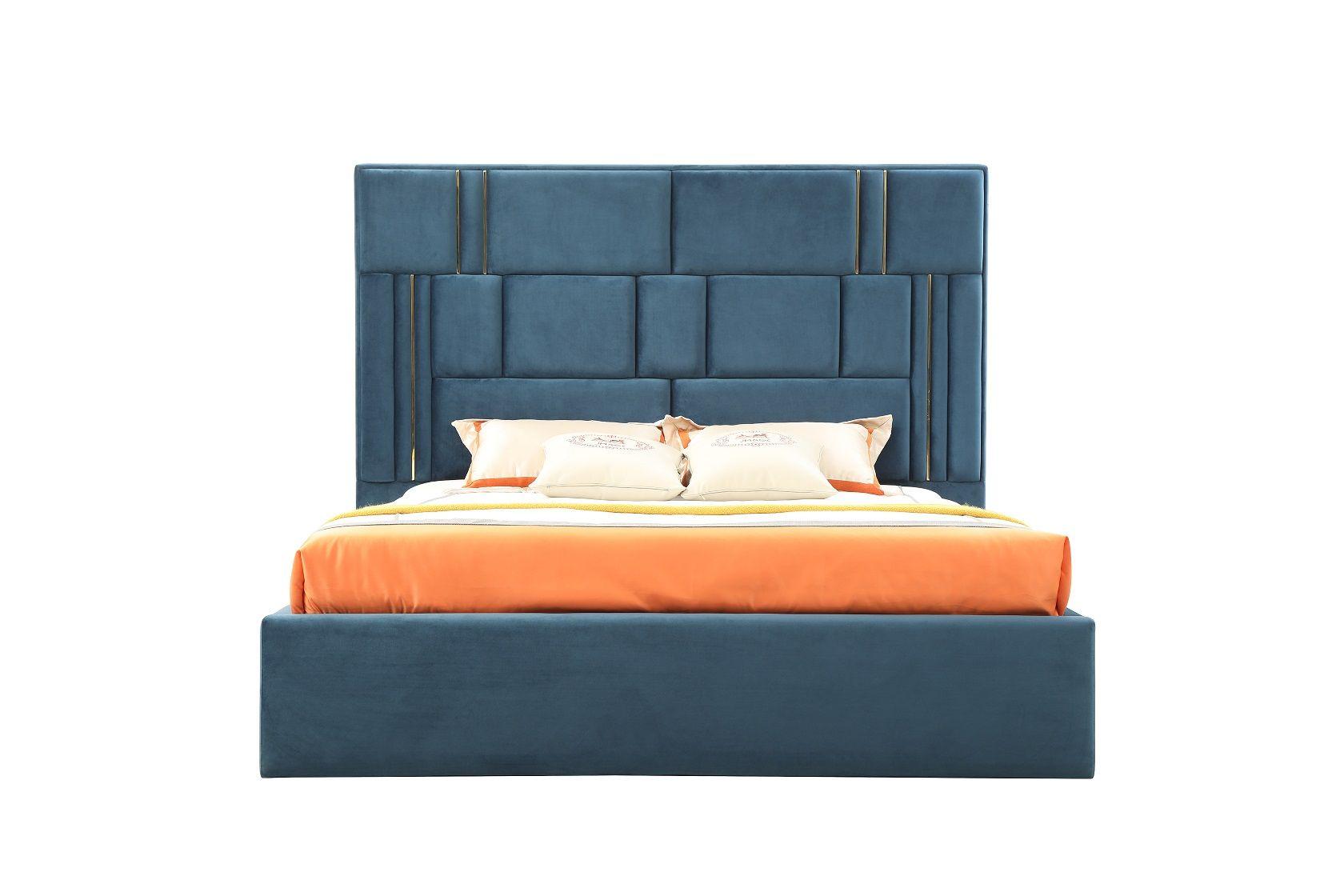 

    
Blue Fabric Tufted Headboard King Size Bed by VIG Modrest Adonis
