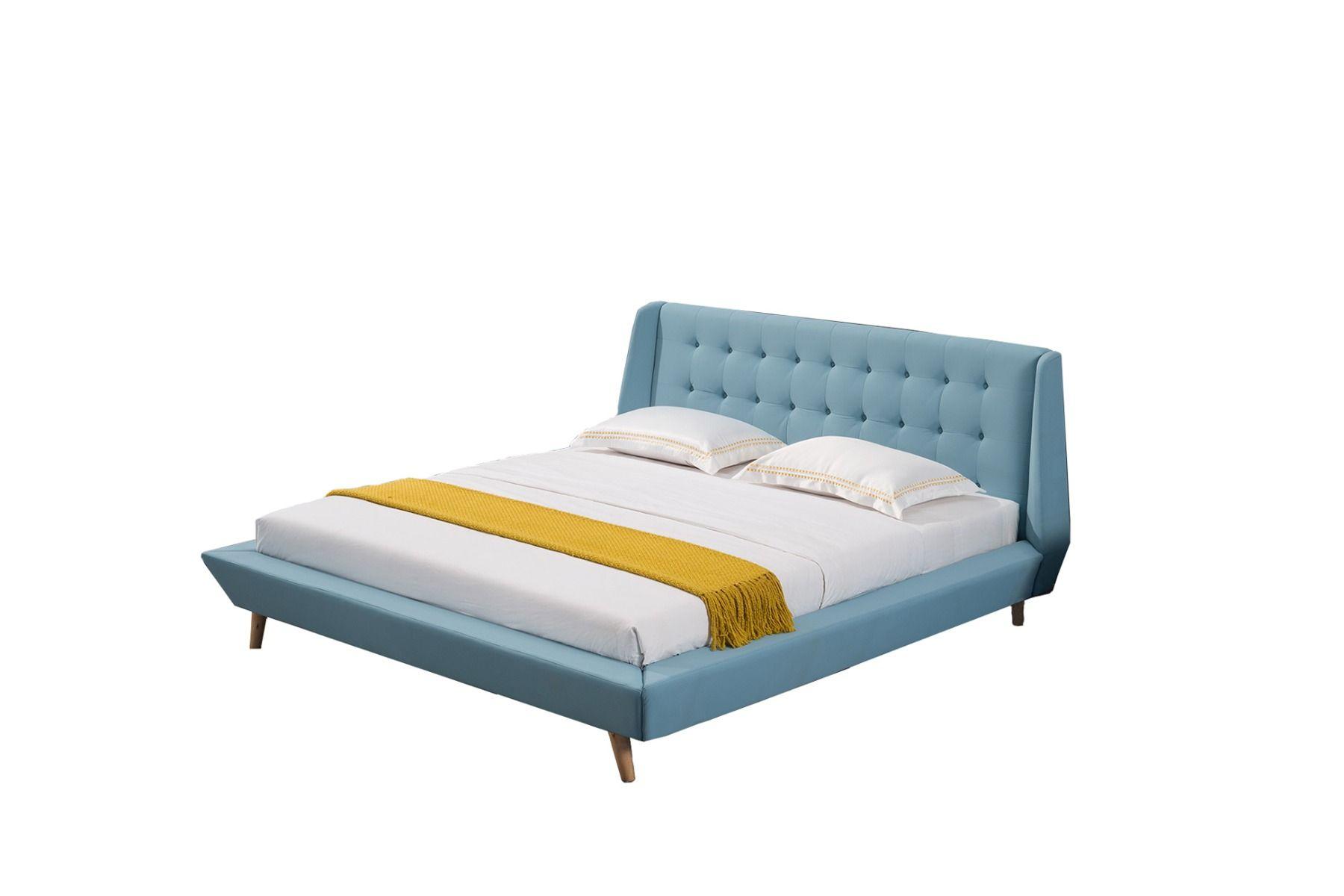 Contemporary Platform Bed B-D076-BLUE-Q B-D076-BLUE-Q in Blue Fabric
