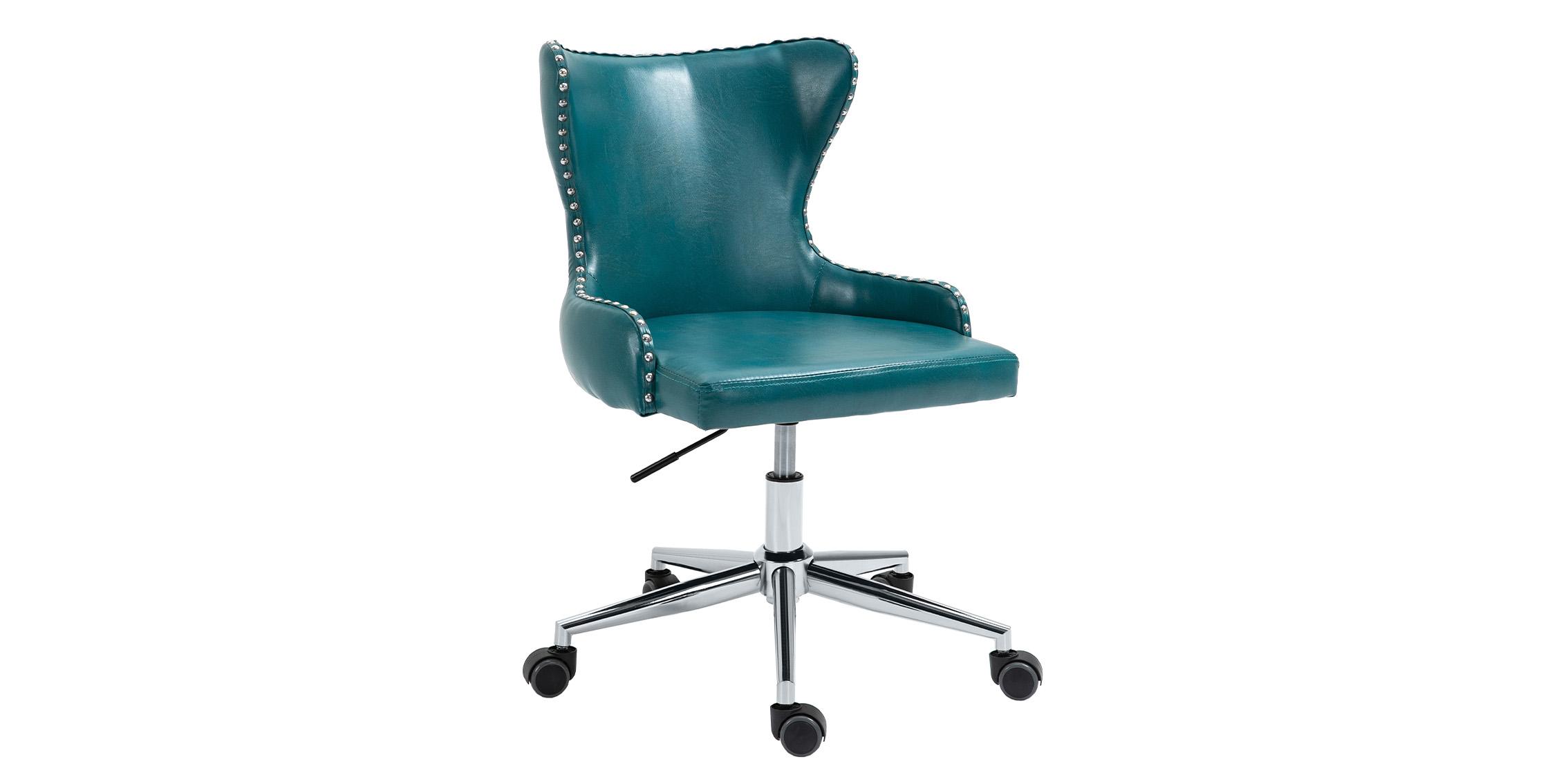 Contemporary, Modern Office Chair HENDRIX 168Blue 168Blue in Chrome, Blue Faux Leather
