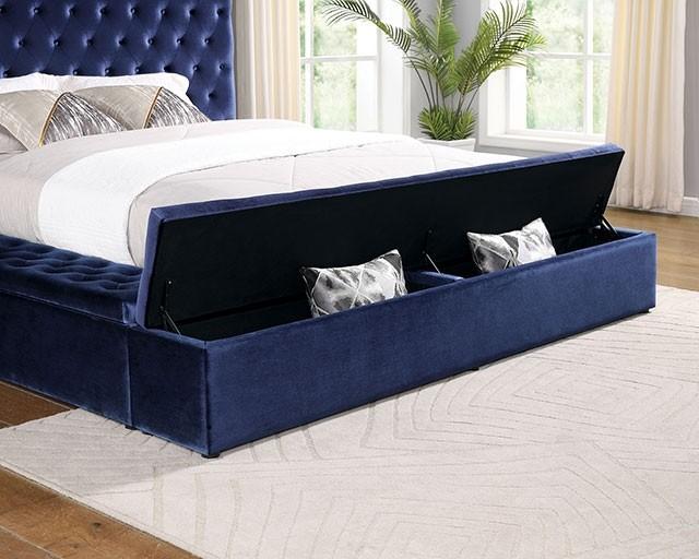 

    
Blue  Flannelette Upholstered King Bed Transitional Furniture of America Davida
