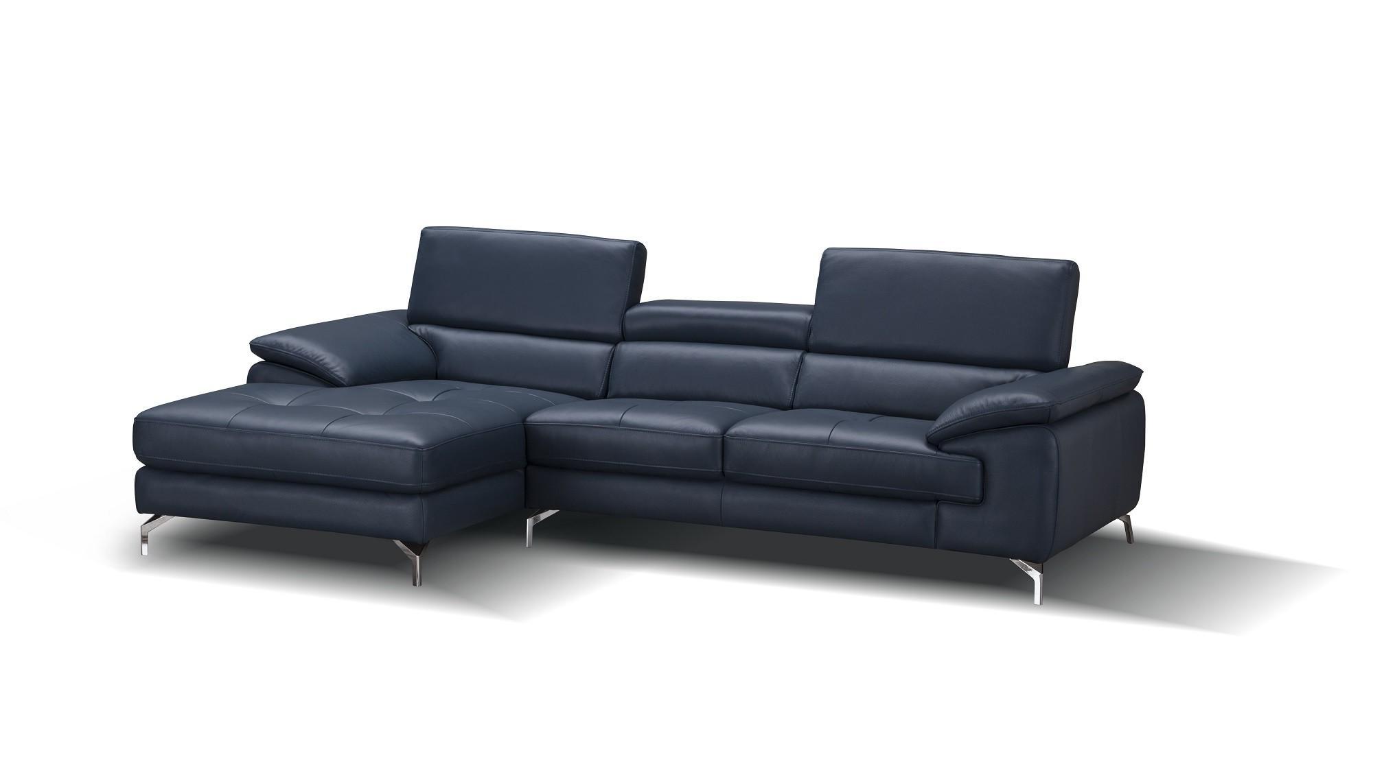 

    
Blue Full Top Grain Italian Leather Sectional Sofa RHC Contemporary J&M A973b
