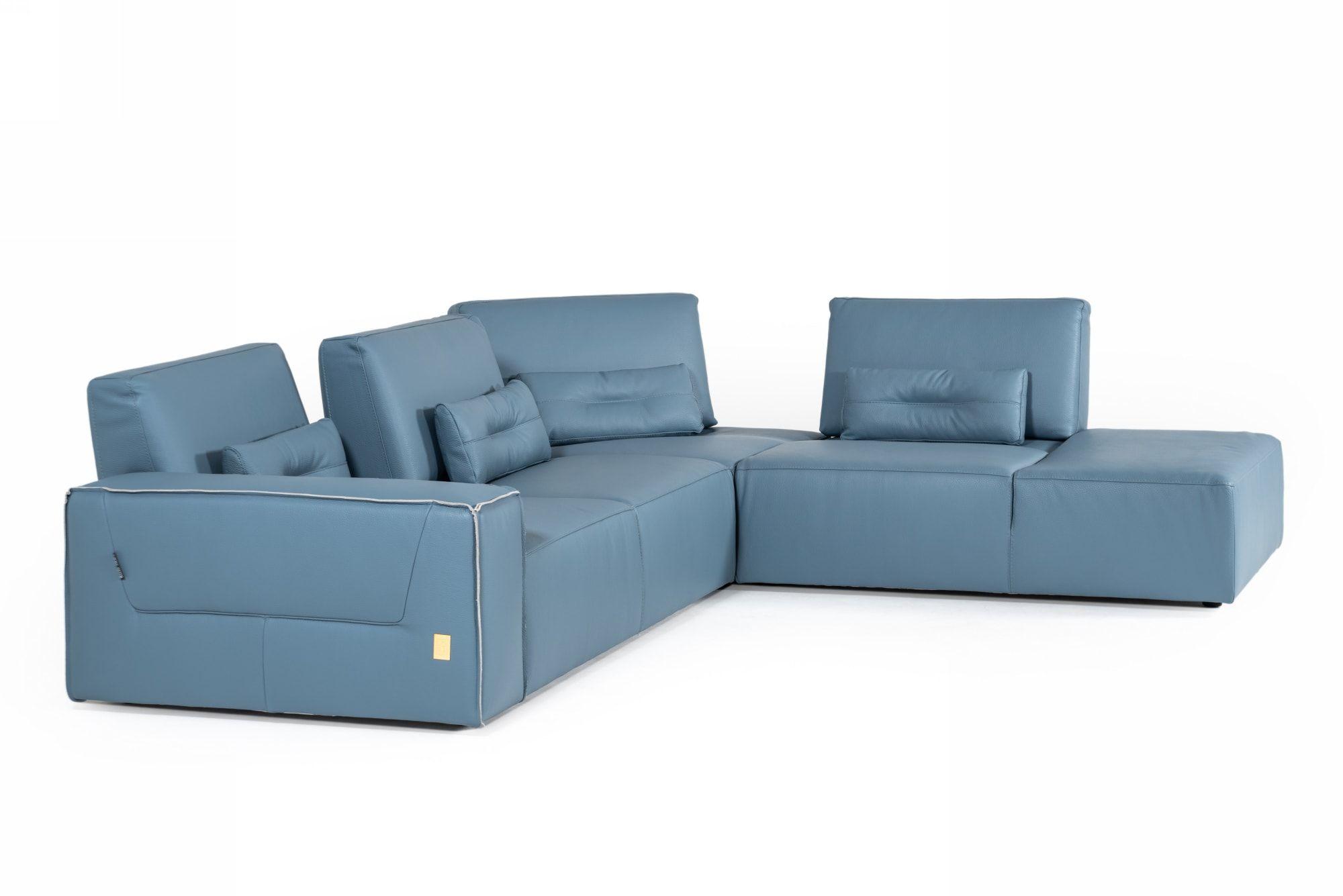 Contemporary, Modern Sectional Sofa VGDDENJOY-BLUE VGDDENJOY-BLUE in Blue Genuine Leather