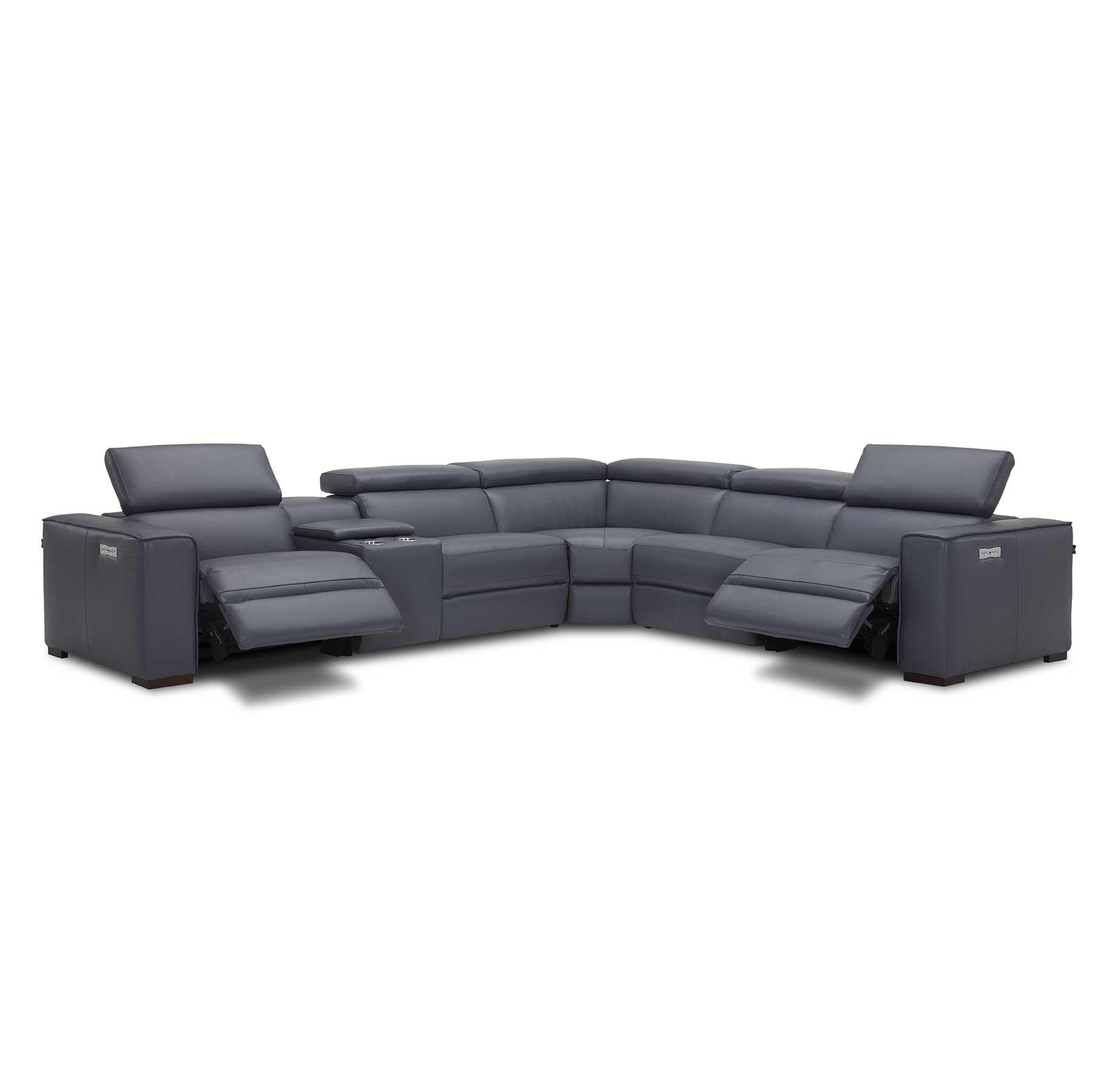 Contemporary Reclining Sectional Picasso SKU18865-BG in Blue Top grain leather